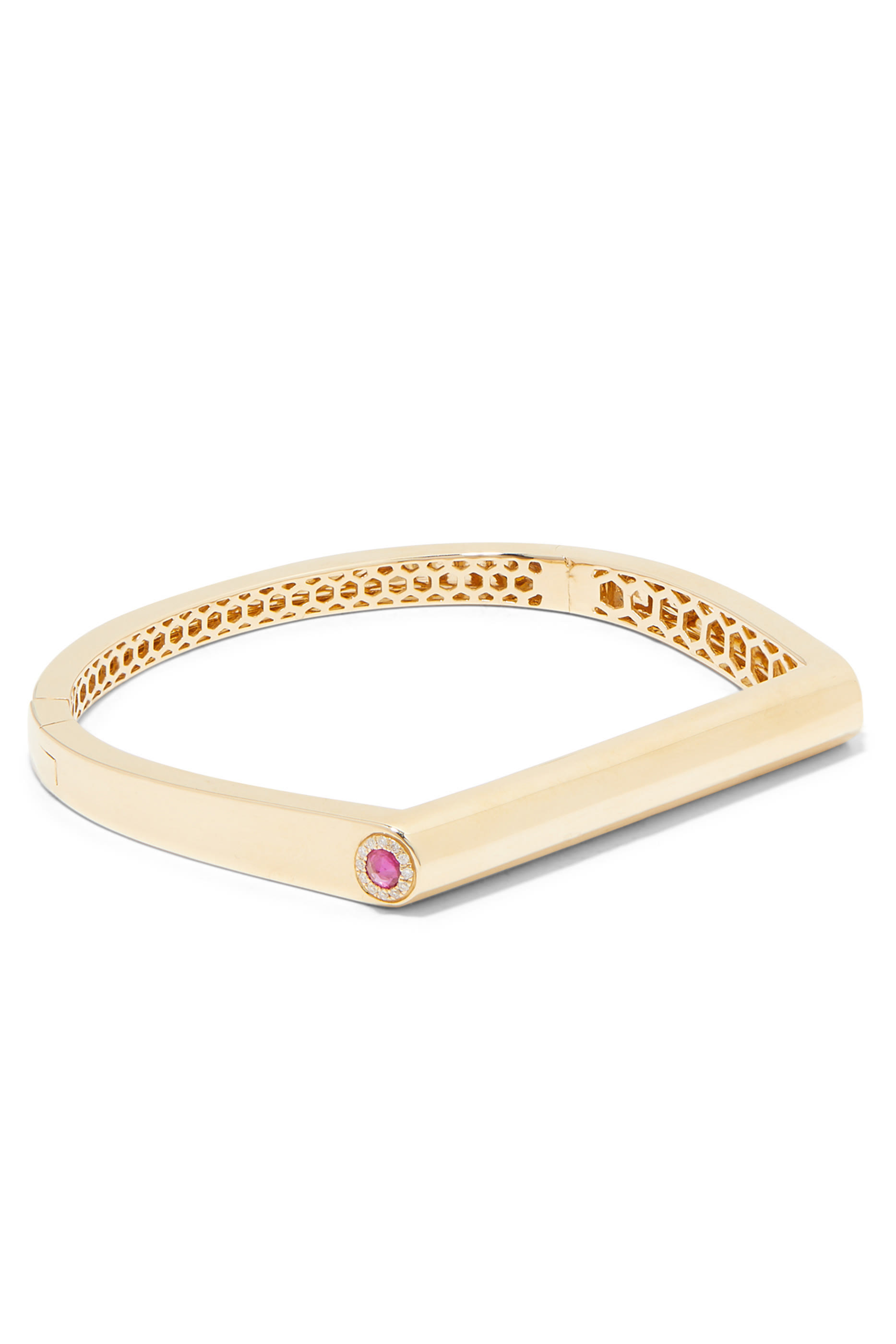 Grace Bangle, 14K Yellow Gold & Ruby