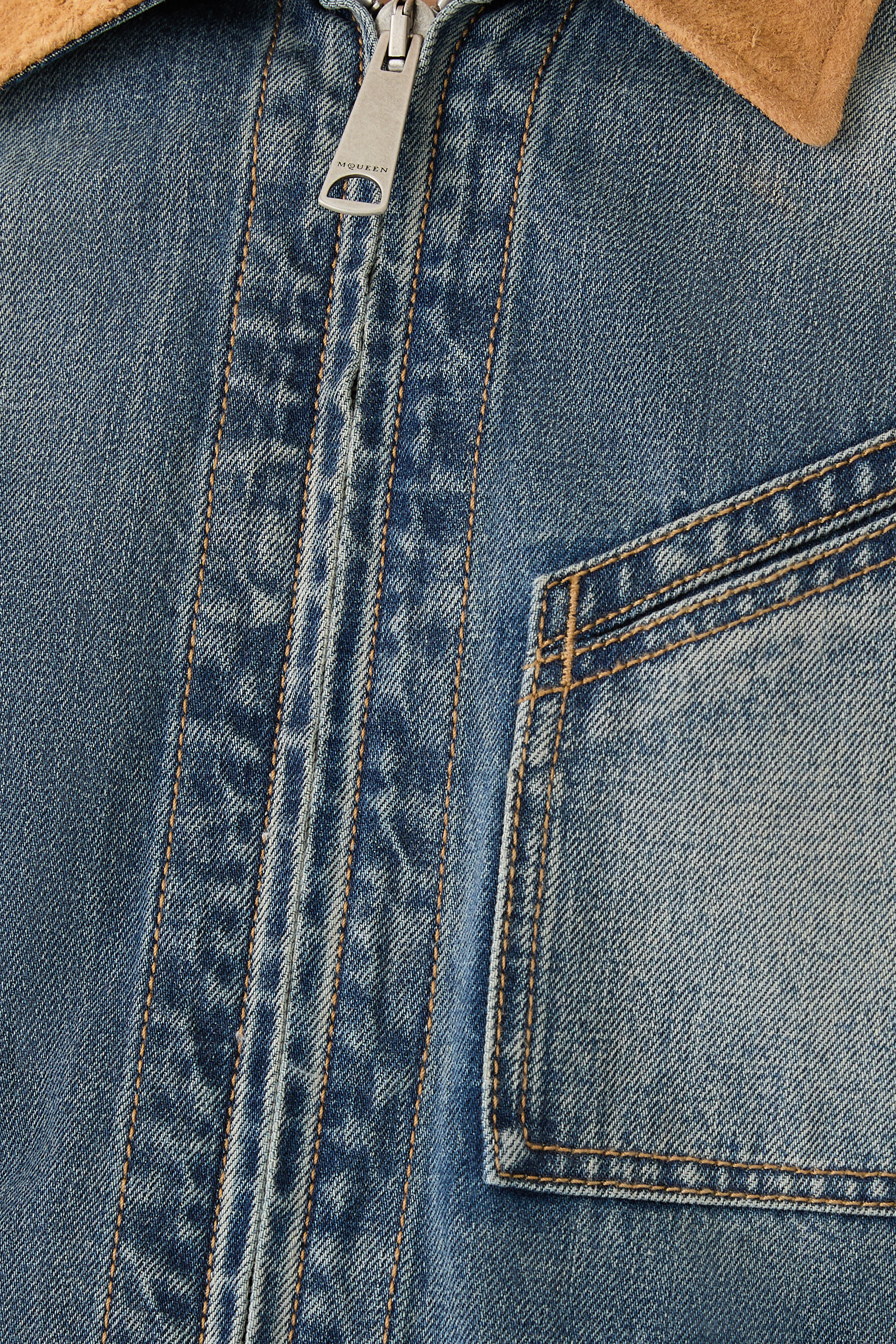 Suede Collar Denim Jacket