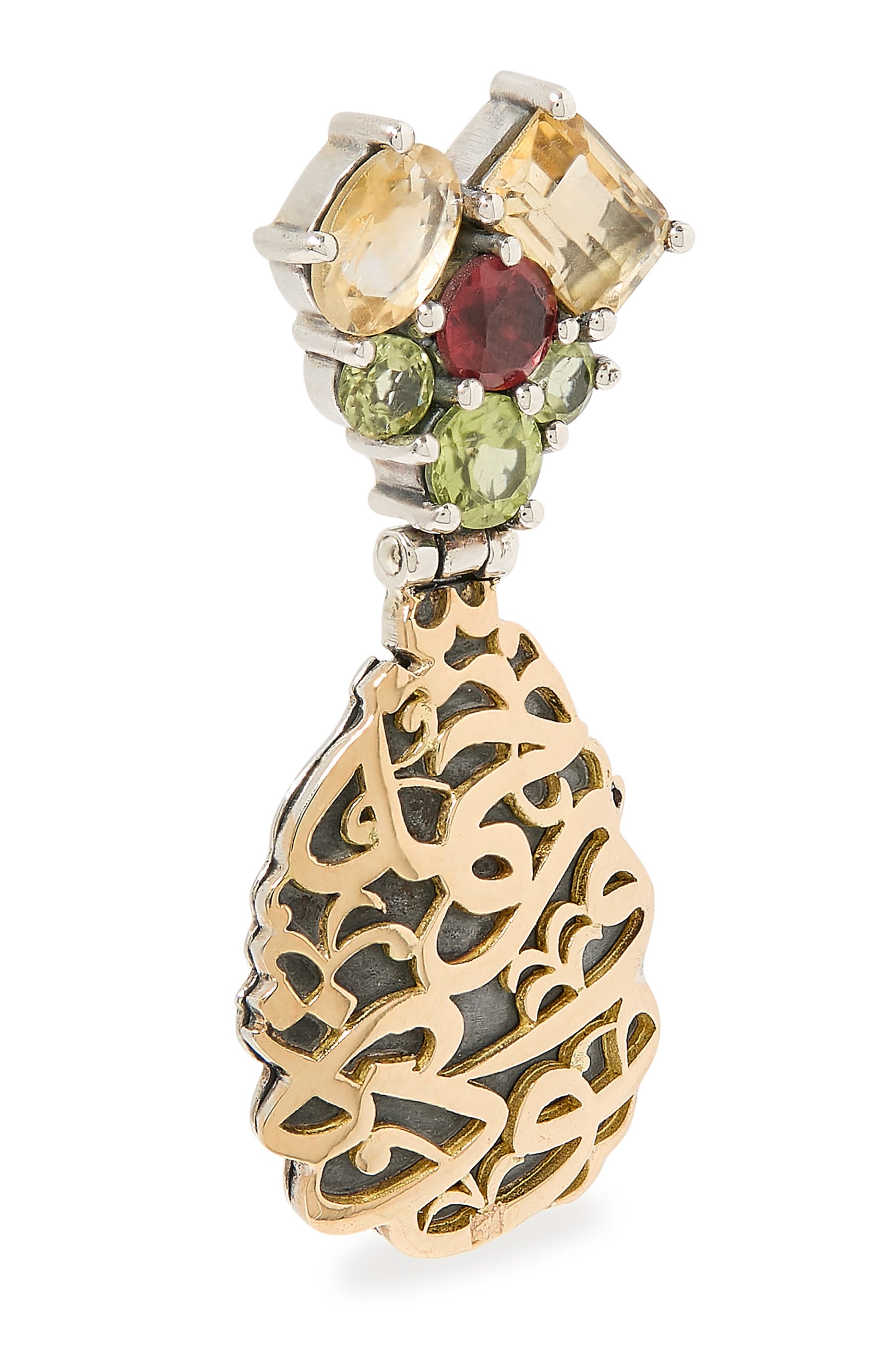 El Nur Drop Earrings, 18k Yellow Gold, Sterling Silver & Citrine, Tourmaline