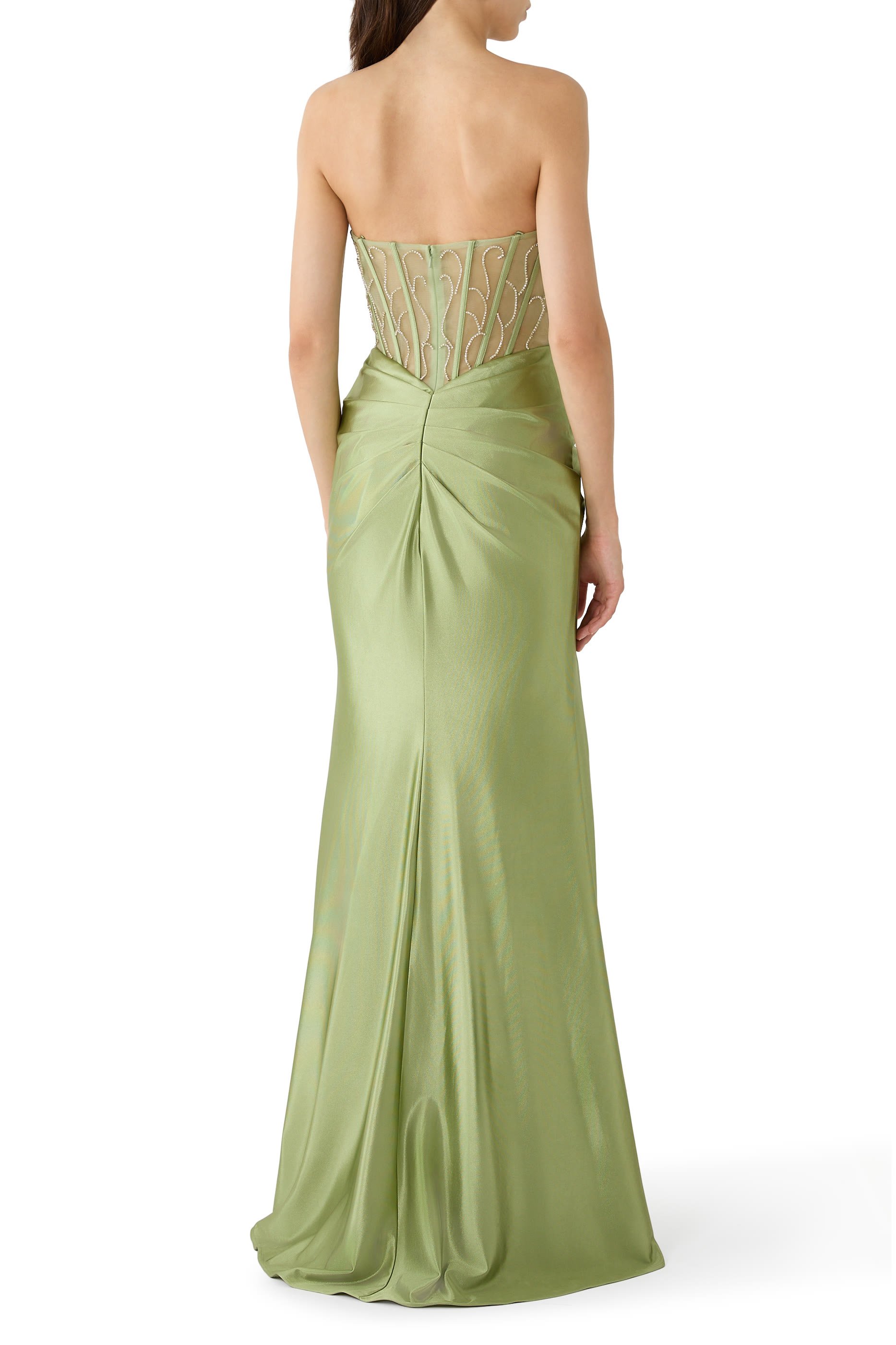Crystal-Embellished Evening Dress
