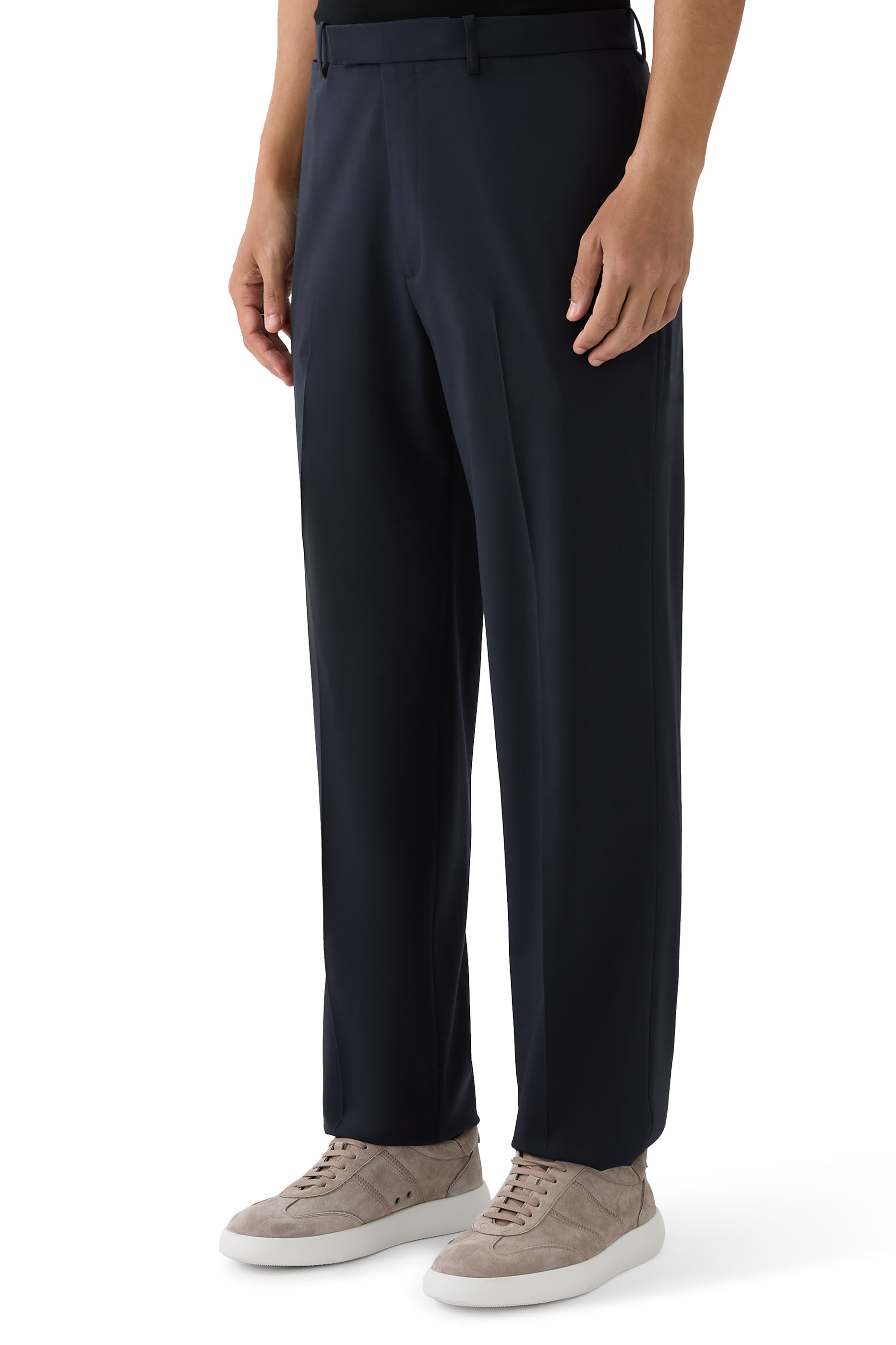 Stretch-Wool Straight-Leg Suit Pants