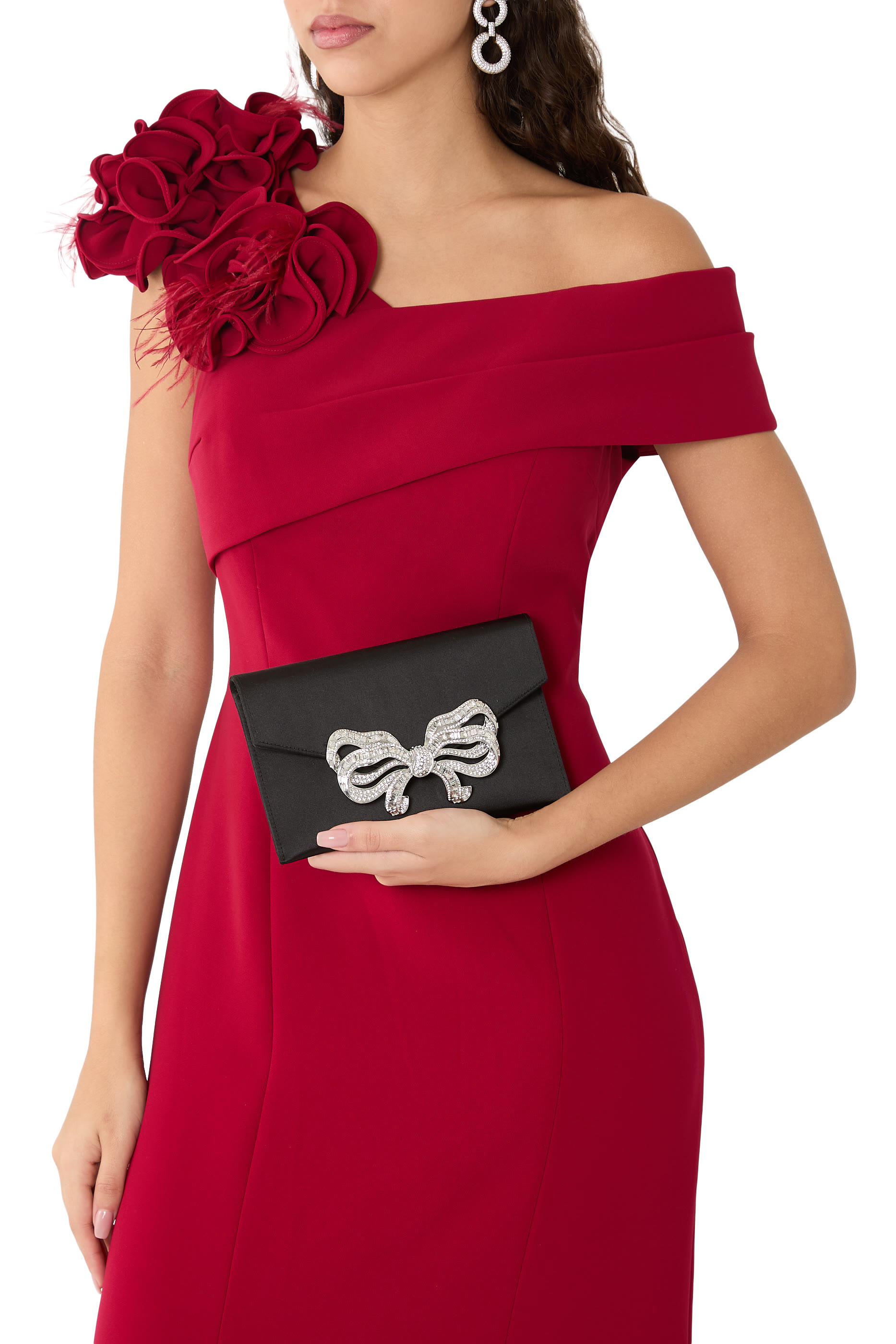 Satin Bow Envelope Clutch