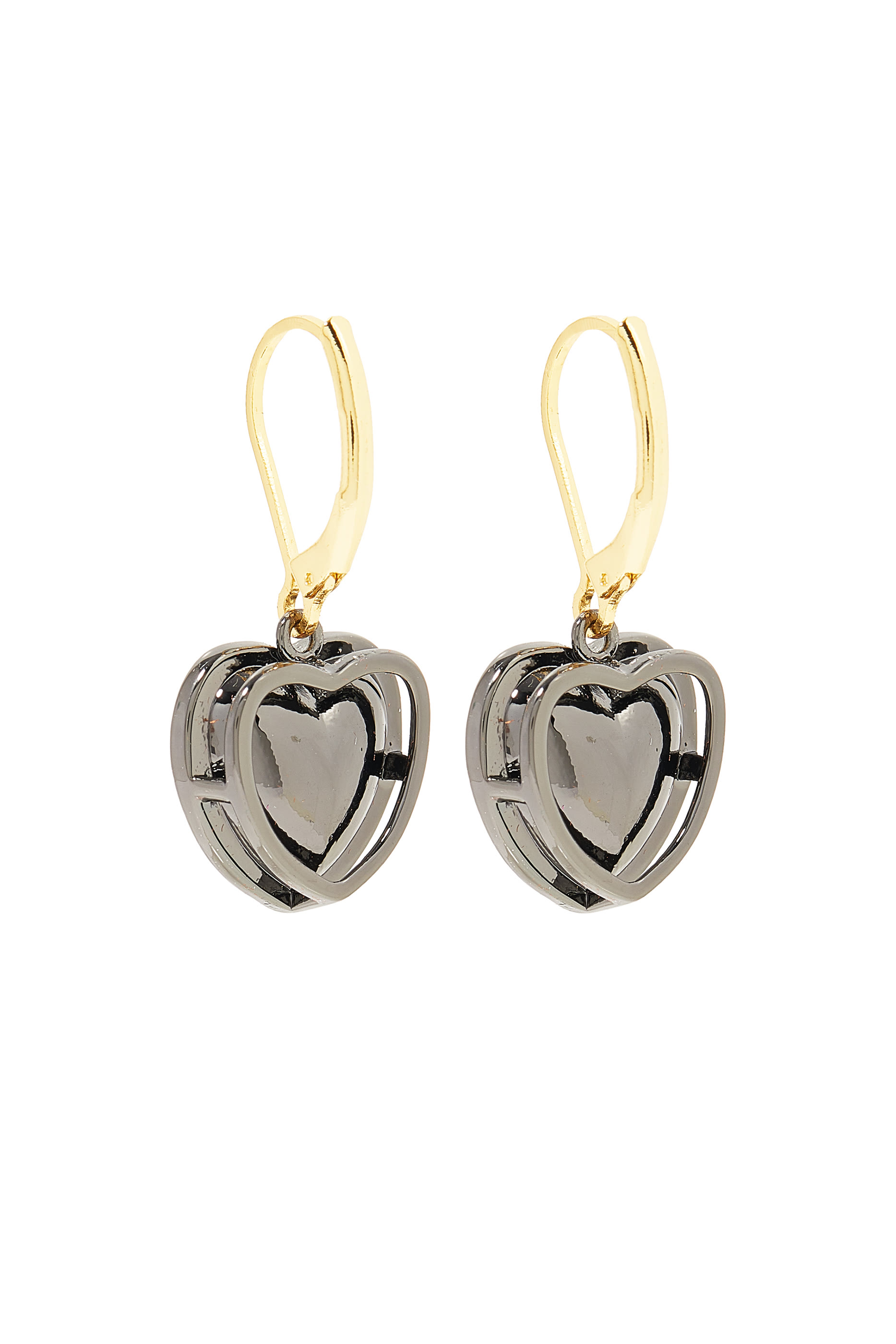 Crystal Heart Earrings, Gold-Plated Metal & Crystals