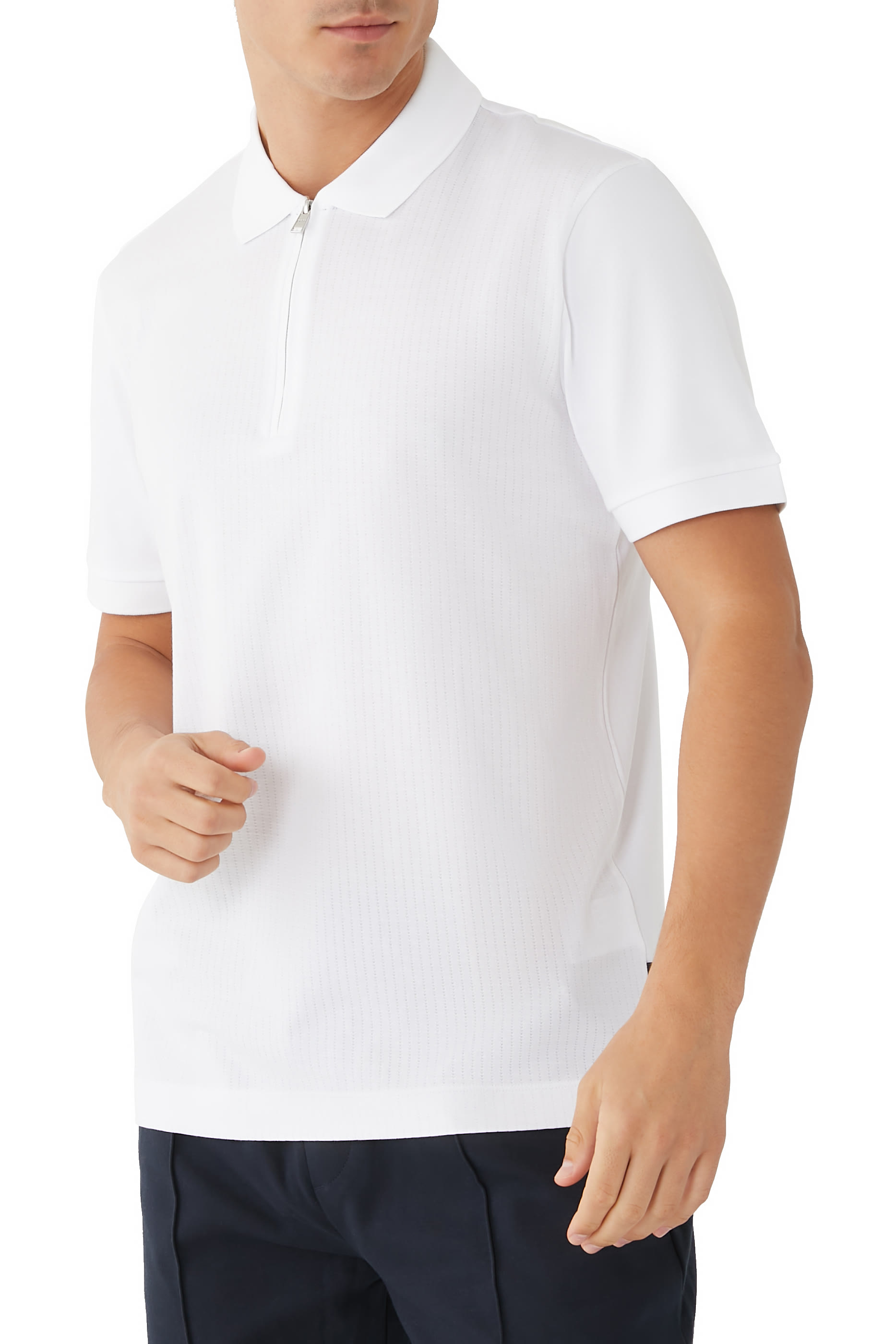 Zip Collar Slim-Fit Polo Shirt