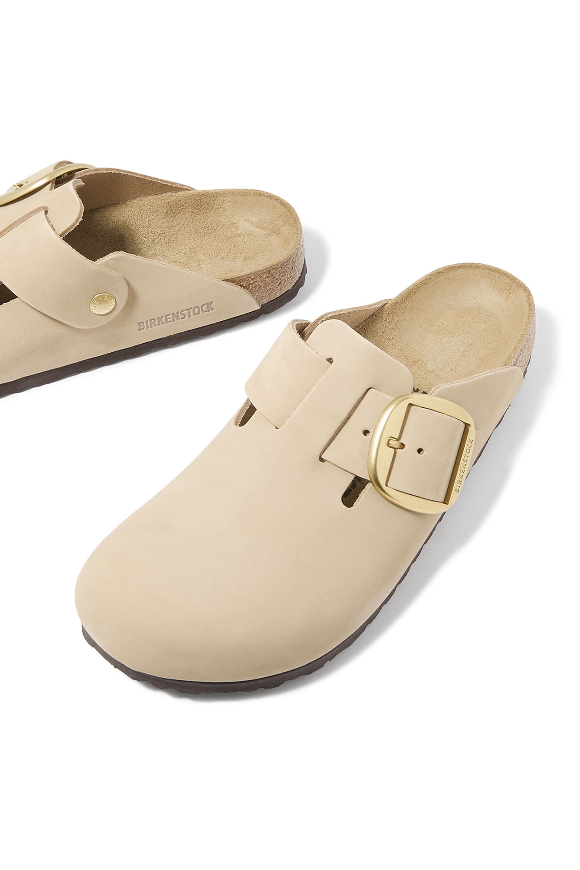 Boston Big Buckle Leather Clogs