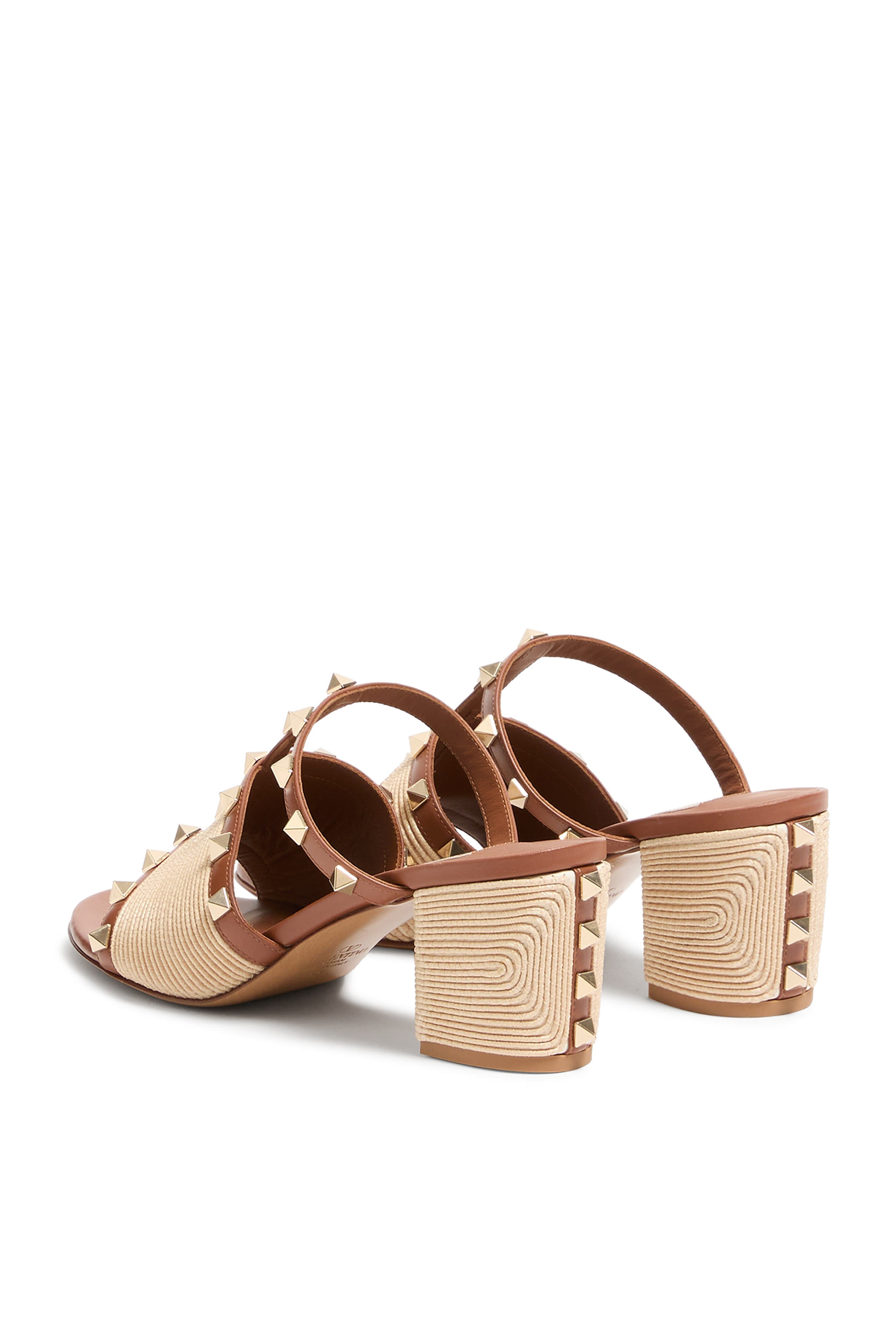 Rockstud 60 Slide Sandals in Calfskin with Cornely Embroidery