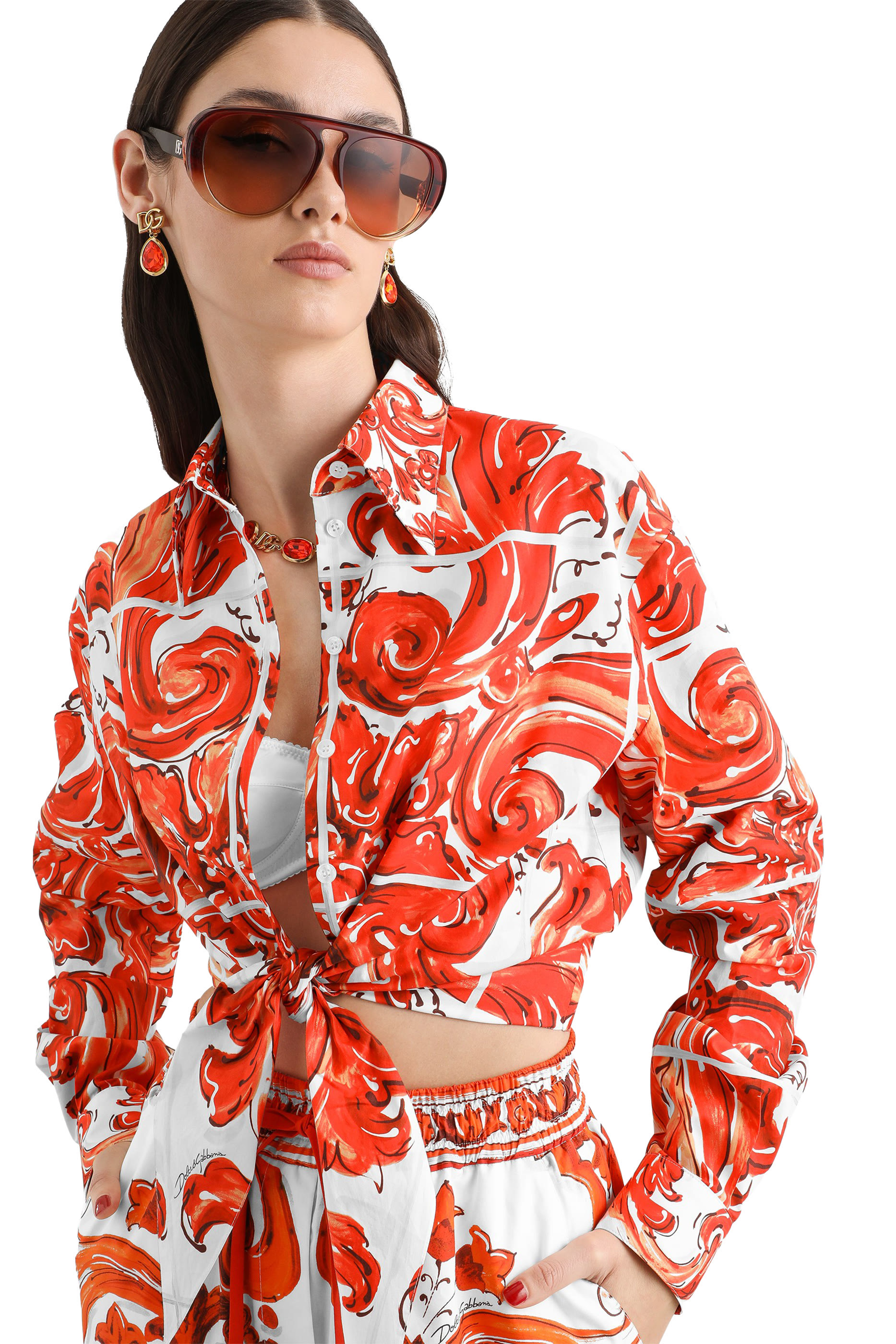 Majolica-Print Poplin Shirt