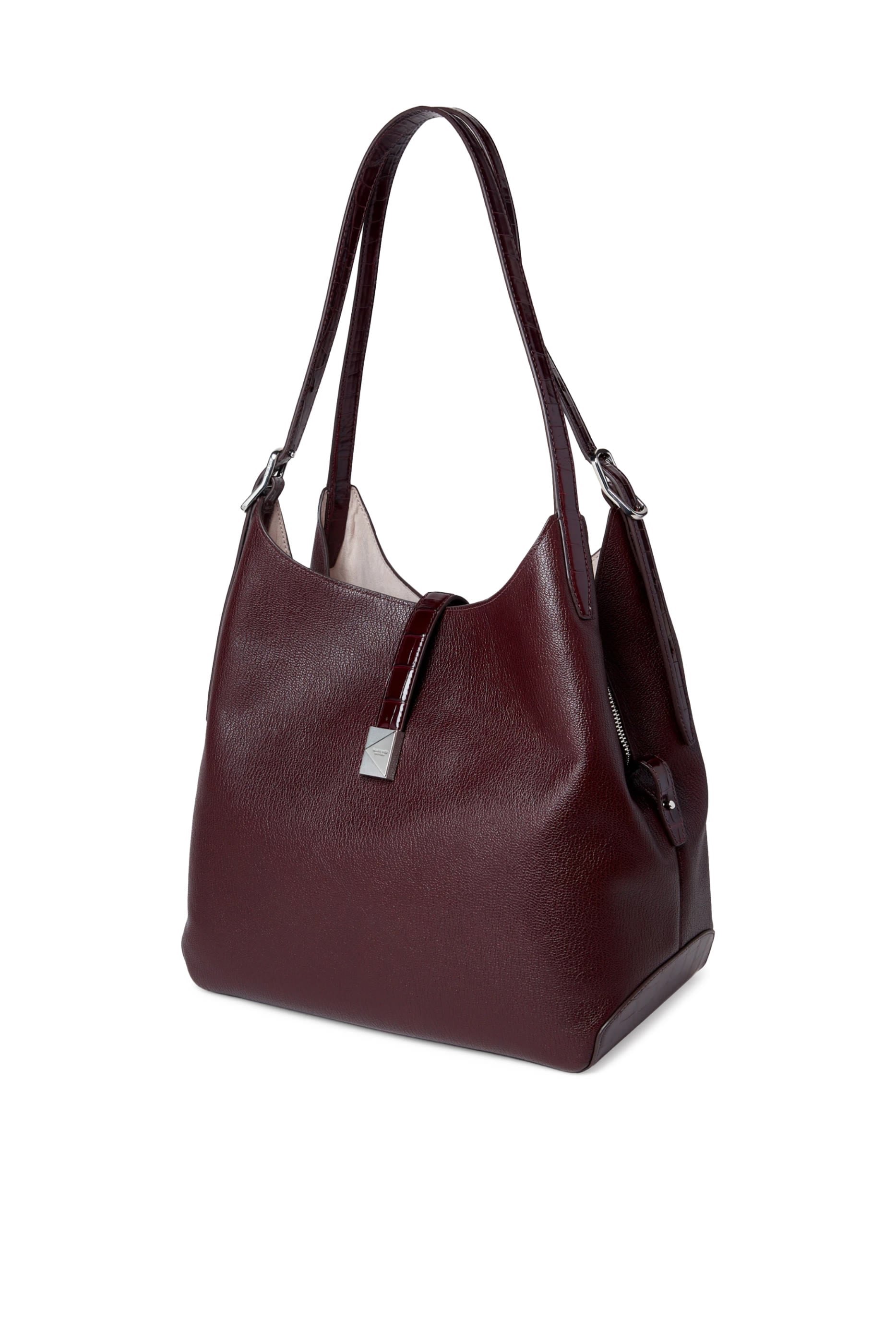  Deco Croc Embossed Large Shoulder Bag