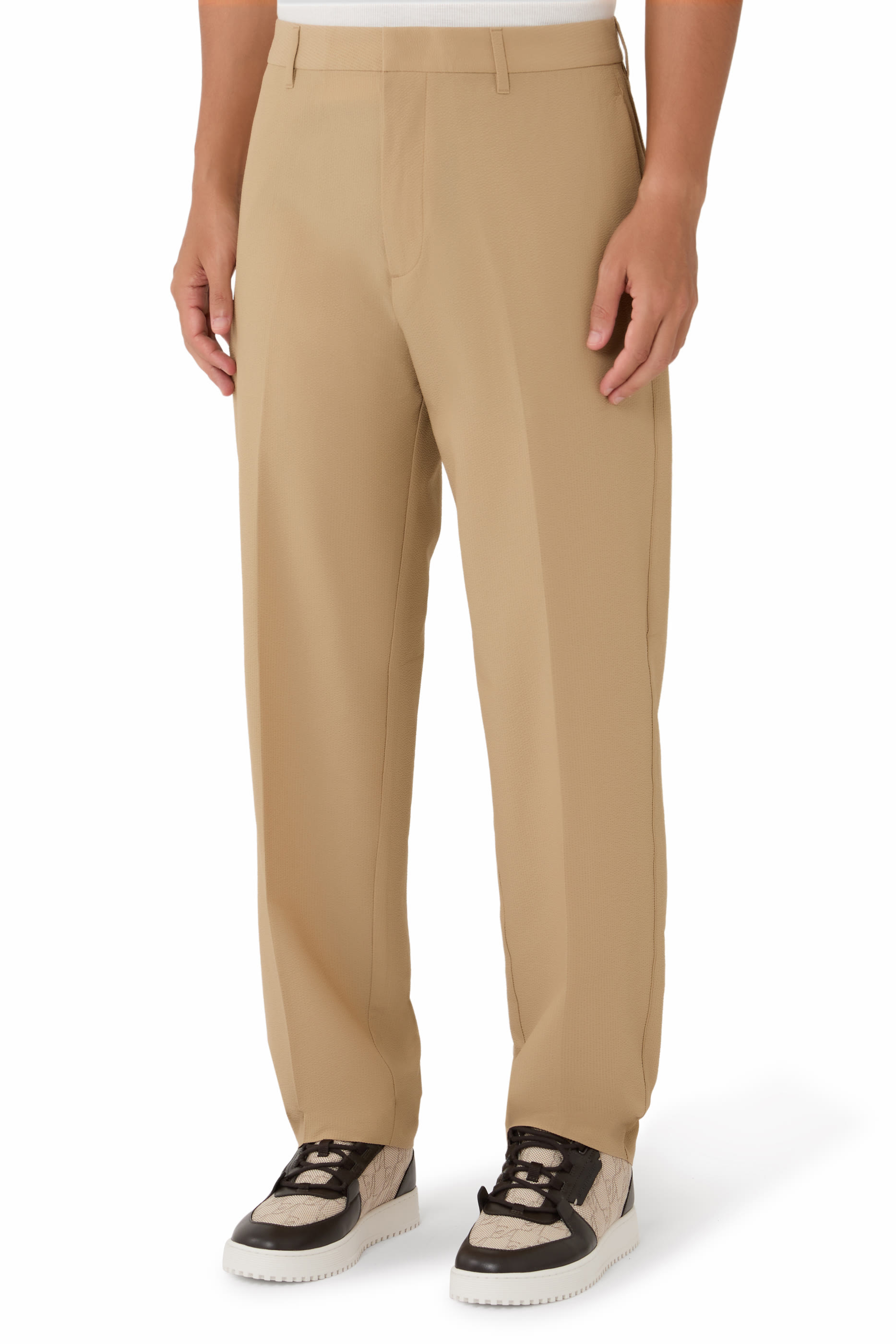 Logo Plaque Flat Front Trousers