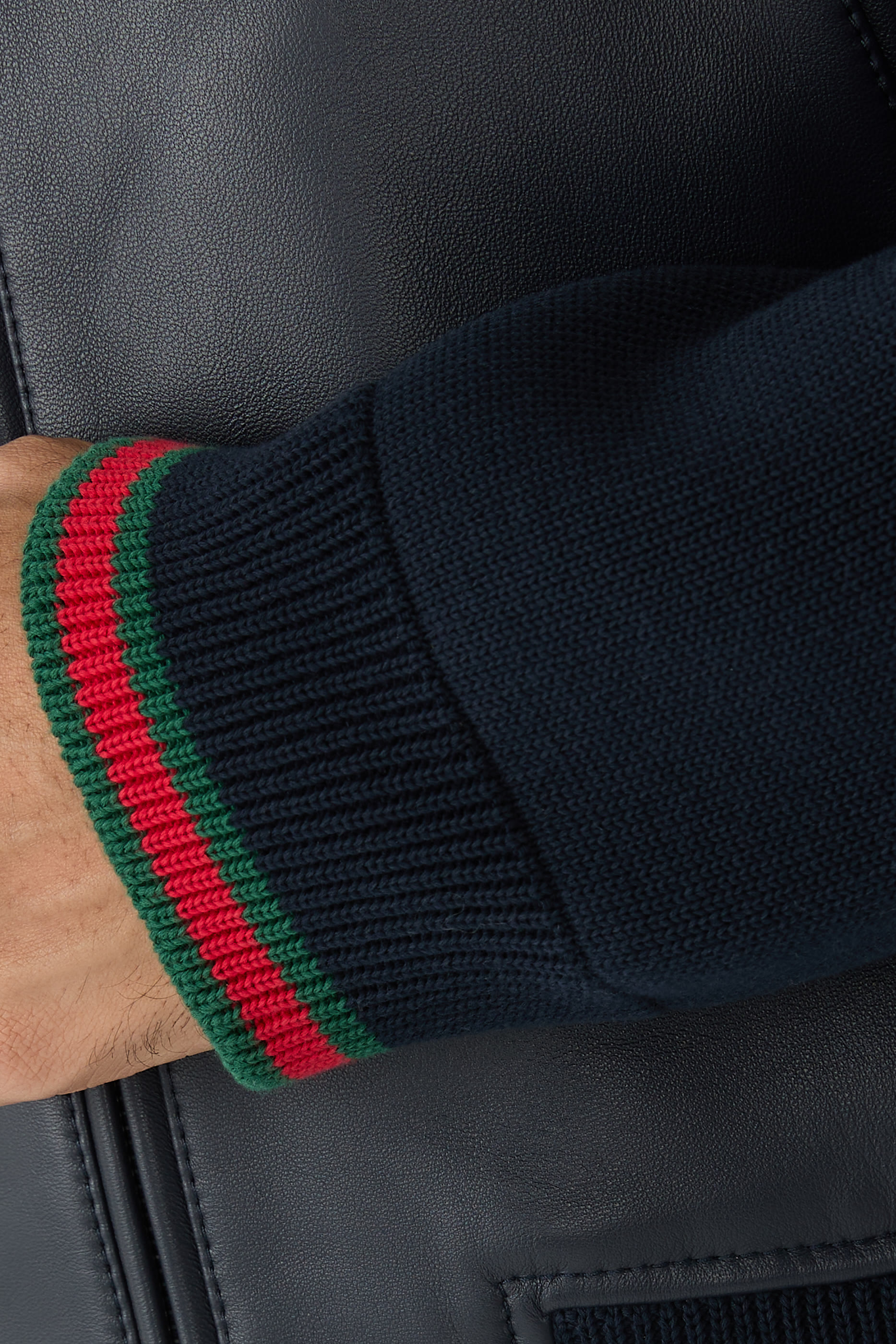 Nappa Leather and Knit Bomber Jacket