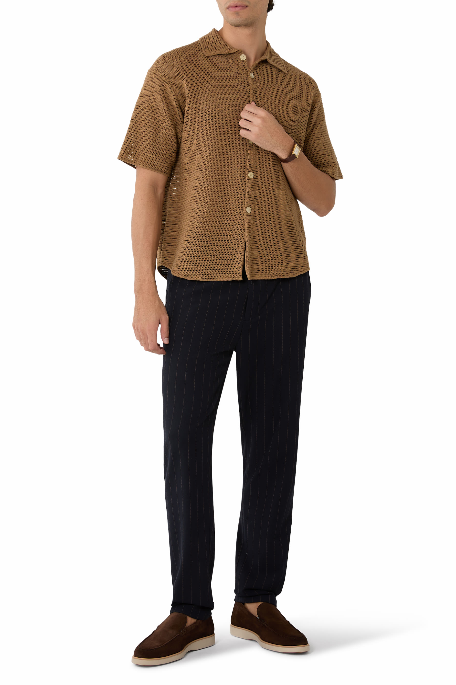  Cotton Mesh Knit Half-Sleeve Shirt 