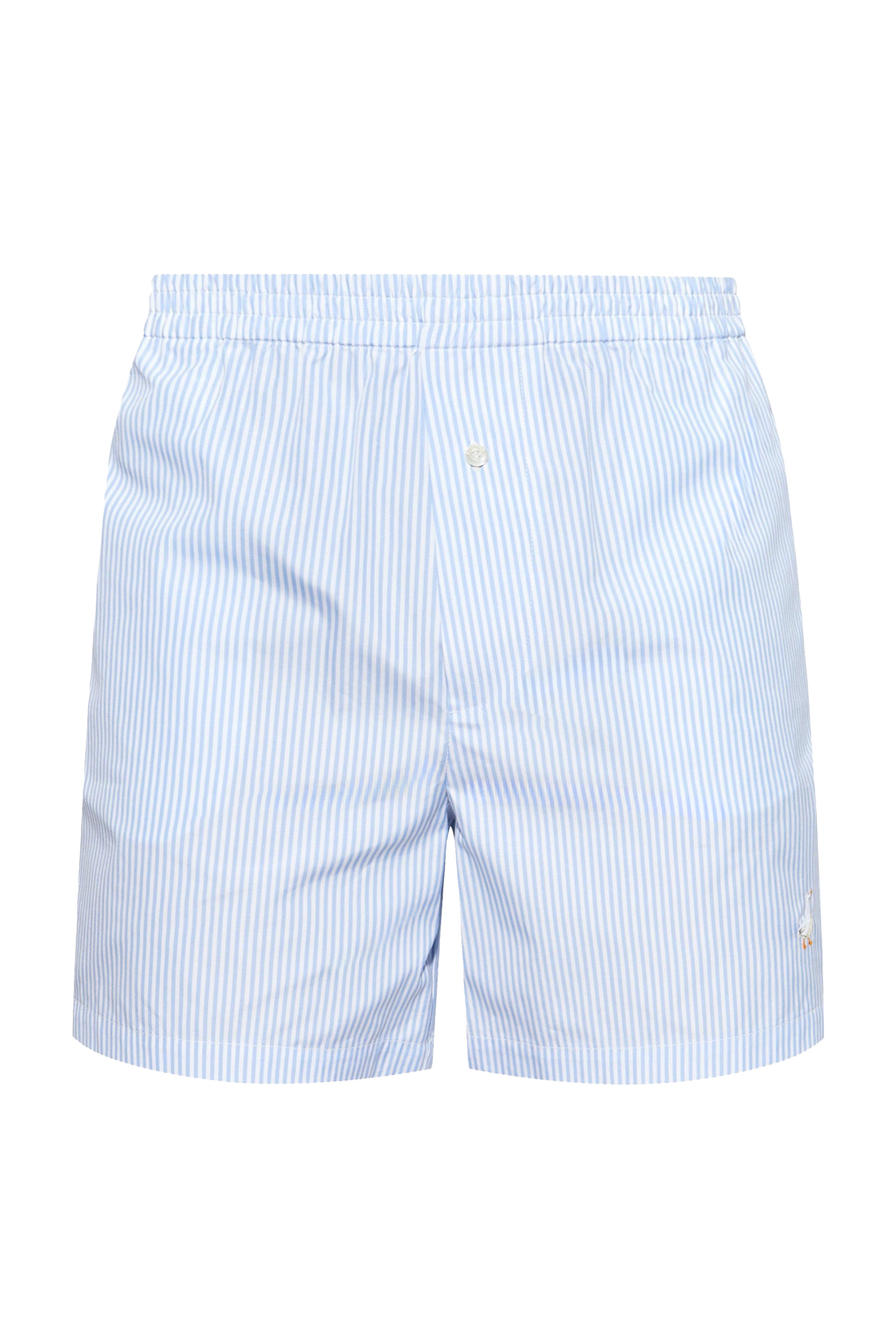 Goose Embroidery Striped Poplin Shorts