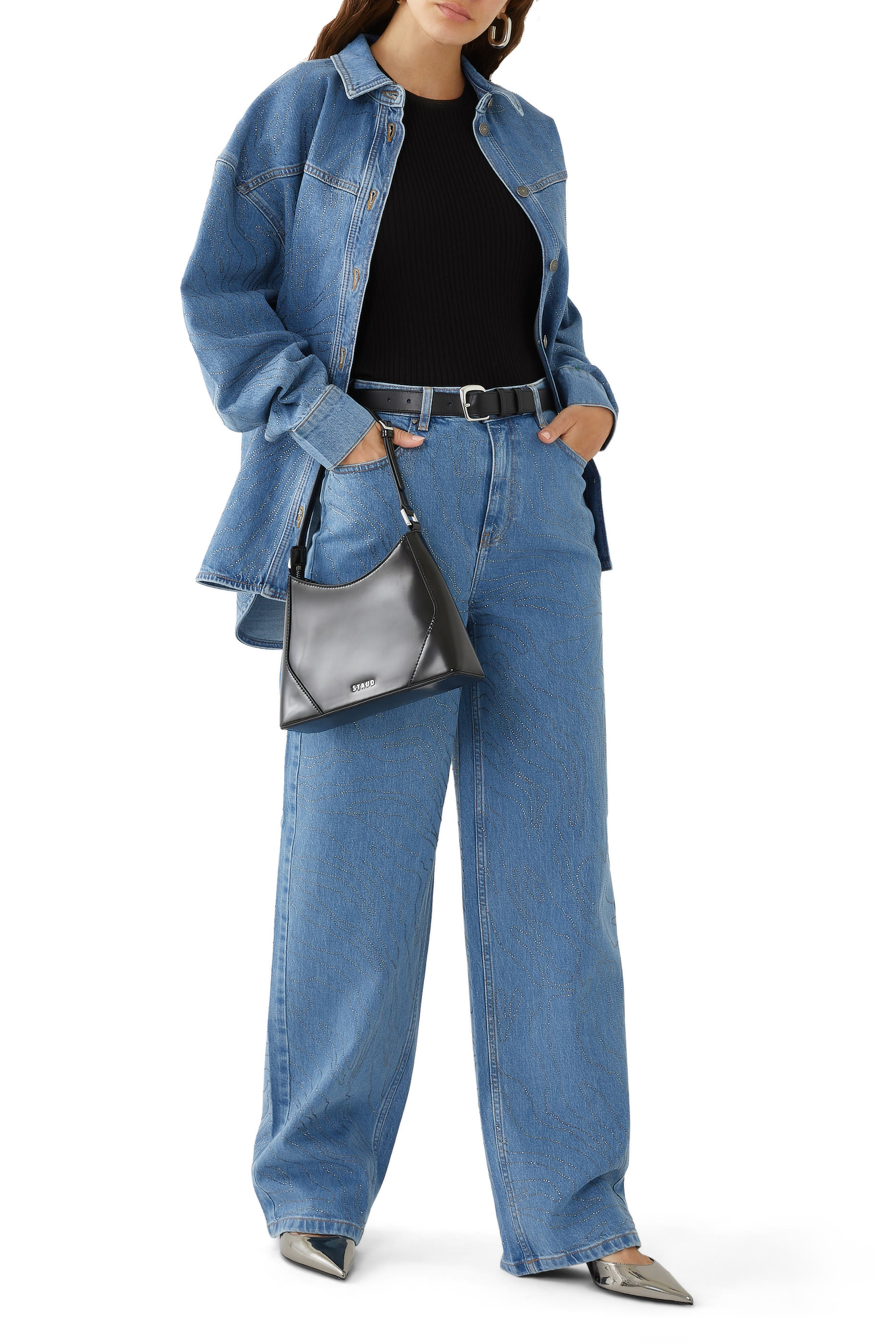 Anni Rhinestone Embellished Denim Shirt