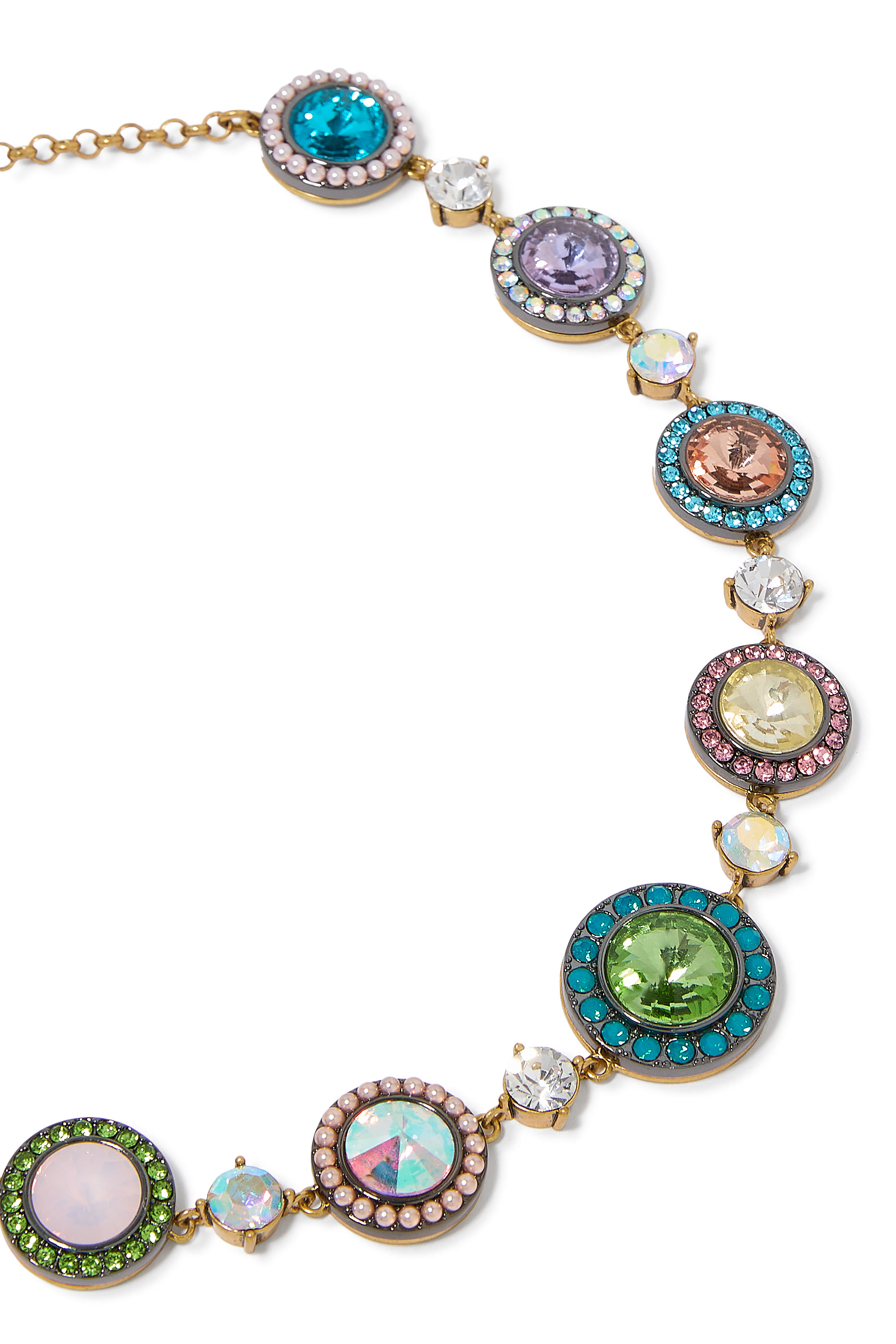 Small Octavia Necklace, Brass & Crystals