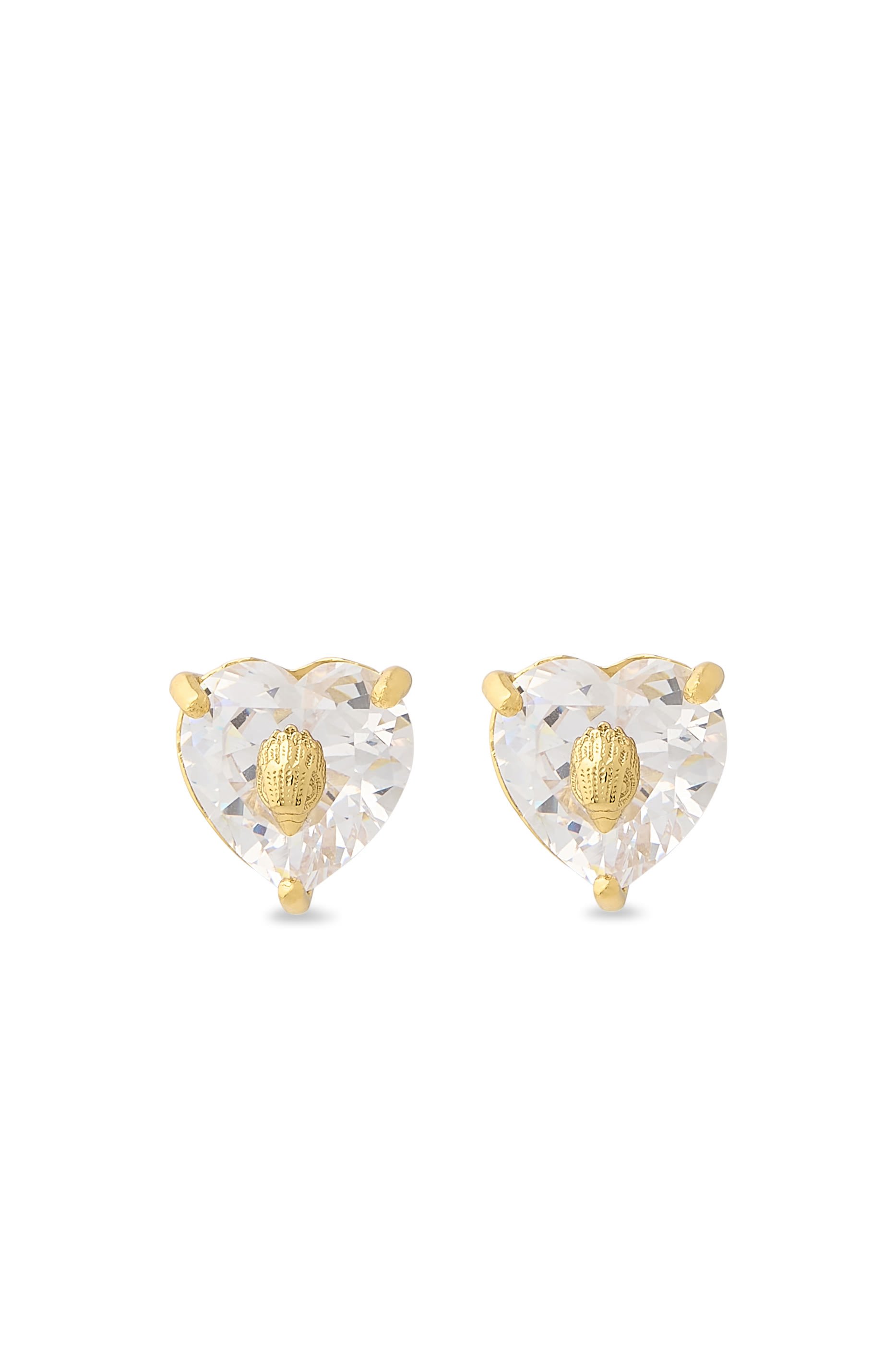 Crystal Heart Stud Earrings, Brass