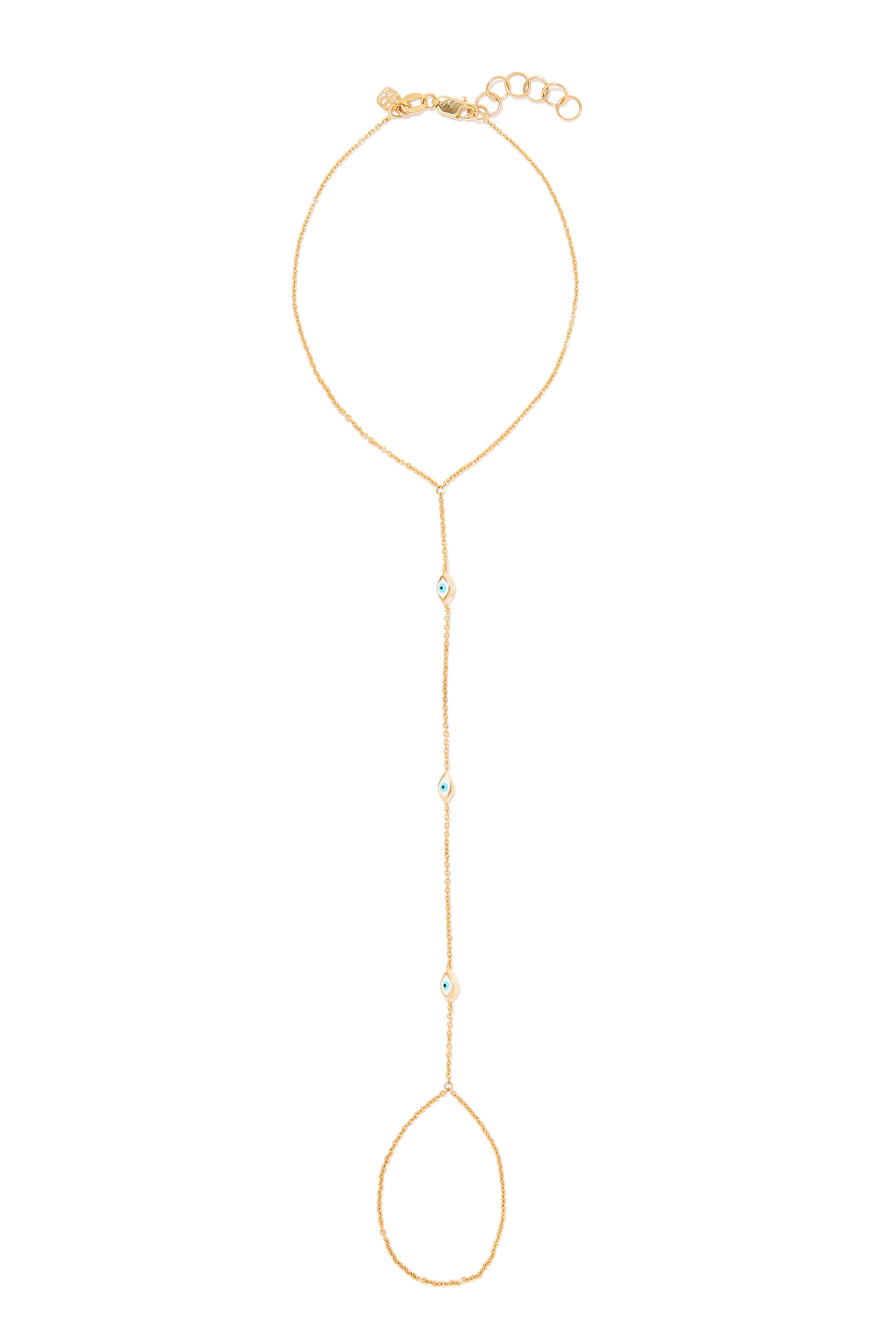 Evil Eye Princess Handchain, 14K Yellow Gold & Diamonds