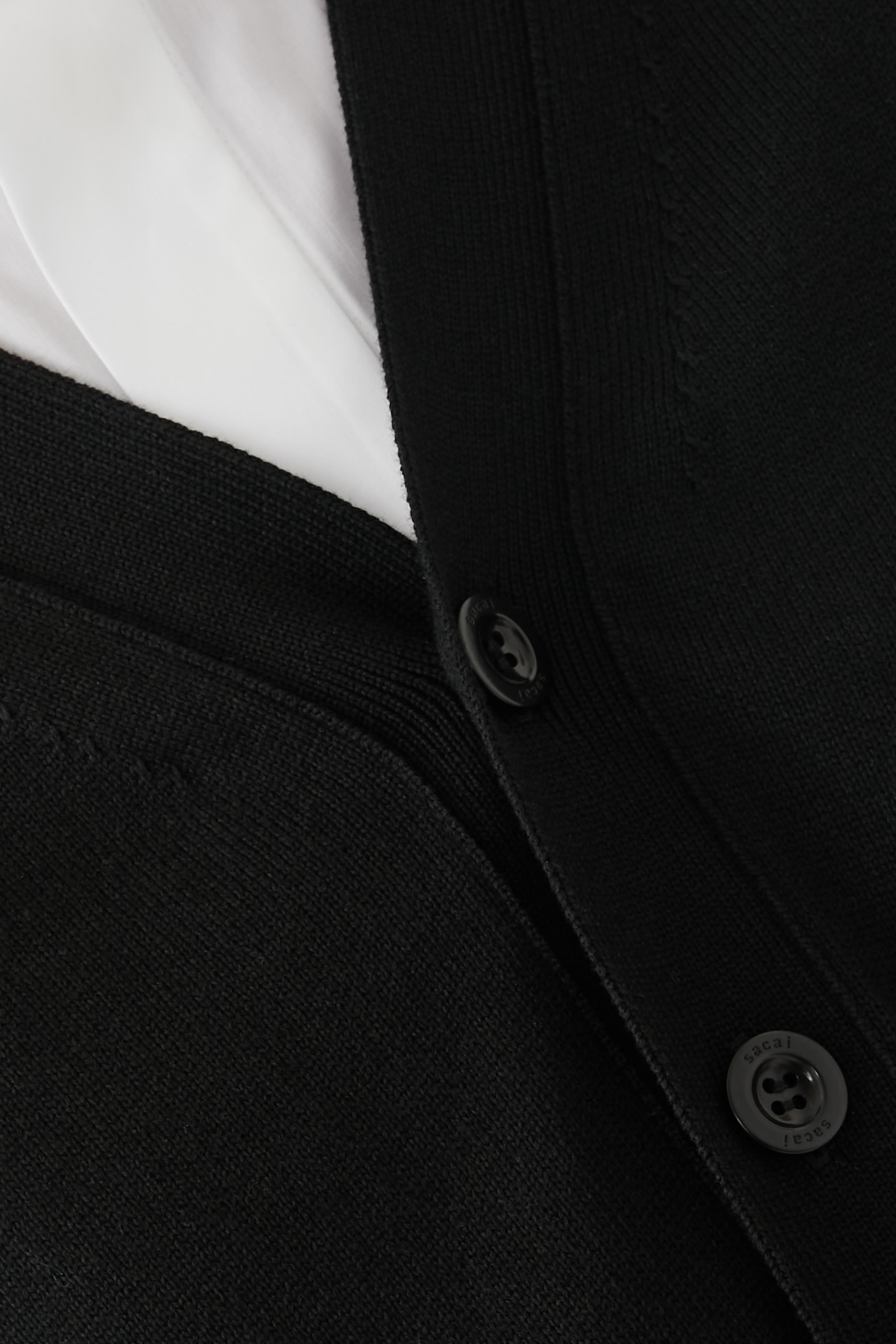 Cotton Poplin x Knit Cardigan