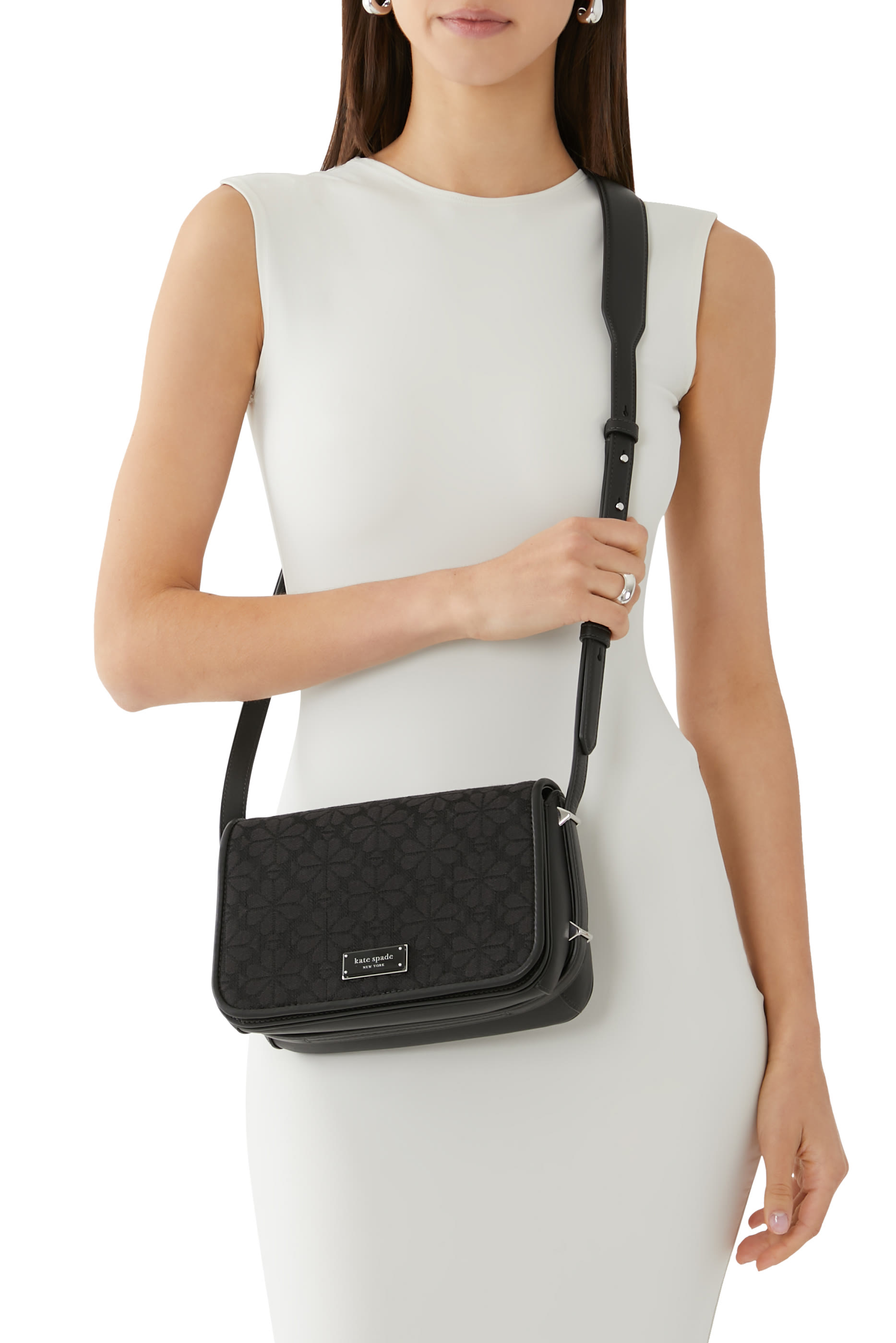 Spade Flower Jacquard Small Flap Crossbody Bag