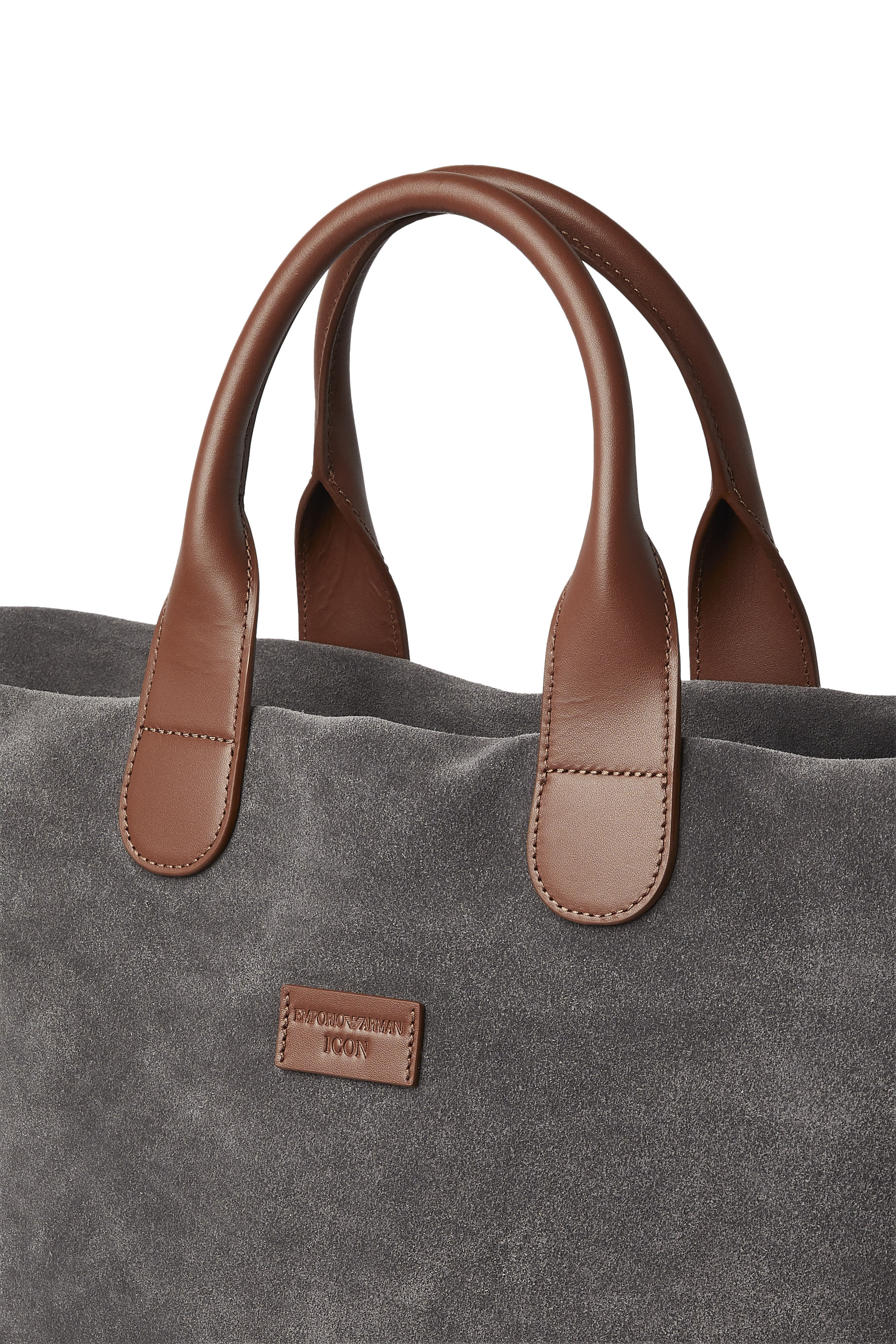 Contrast Suede Shopping Bag