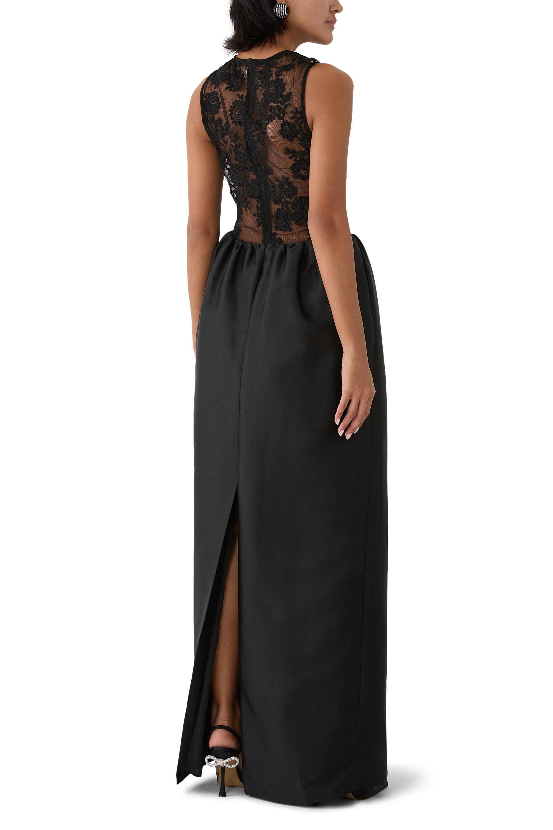 Lace Taffeta Maxi Dress
