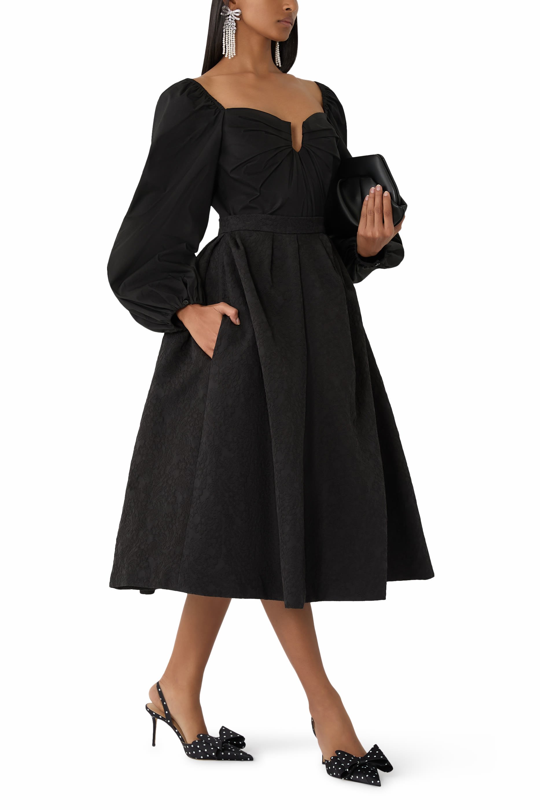  Floral Cloque Full Midi Skirt