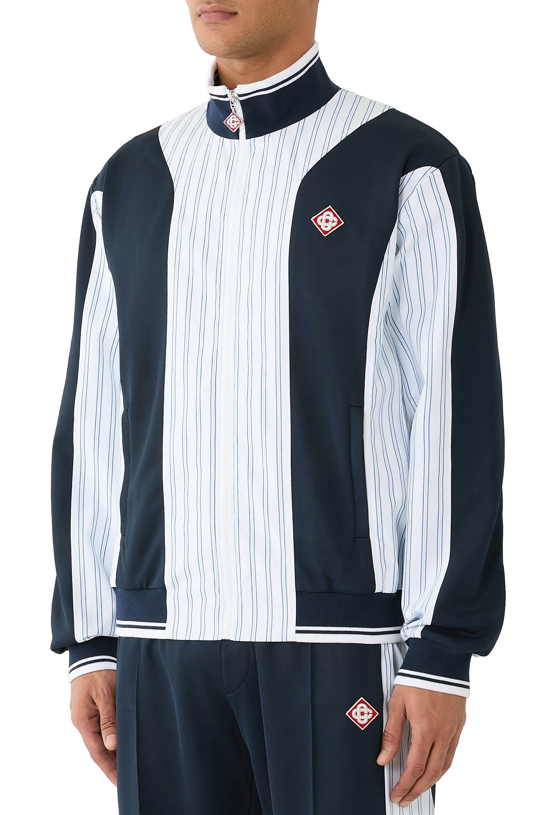 Pinstripe Panelled Track Jacket