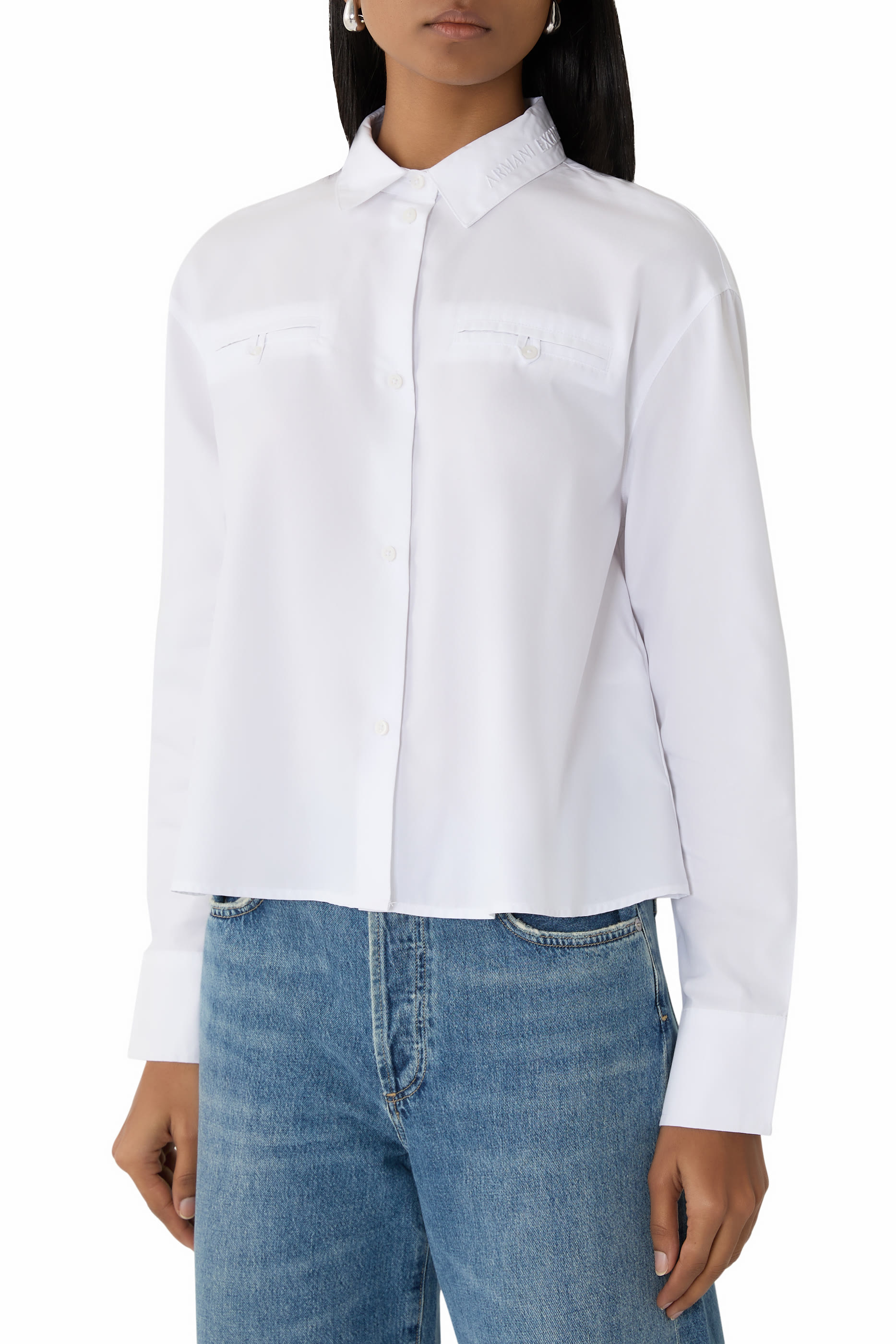 Cotton Blend Crop Shirt