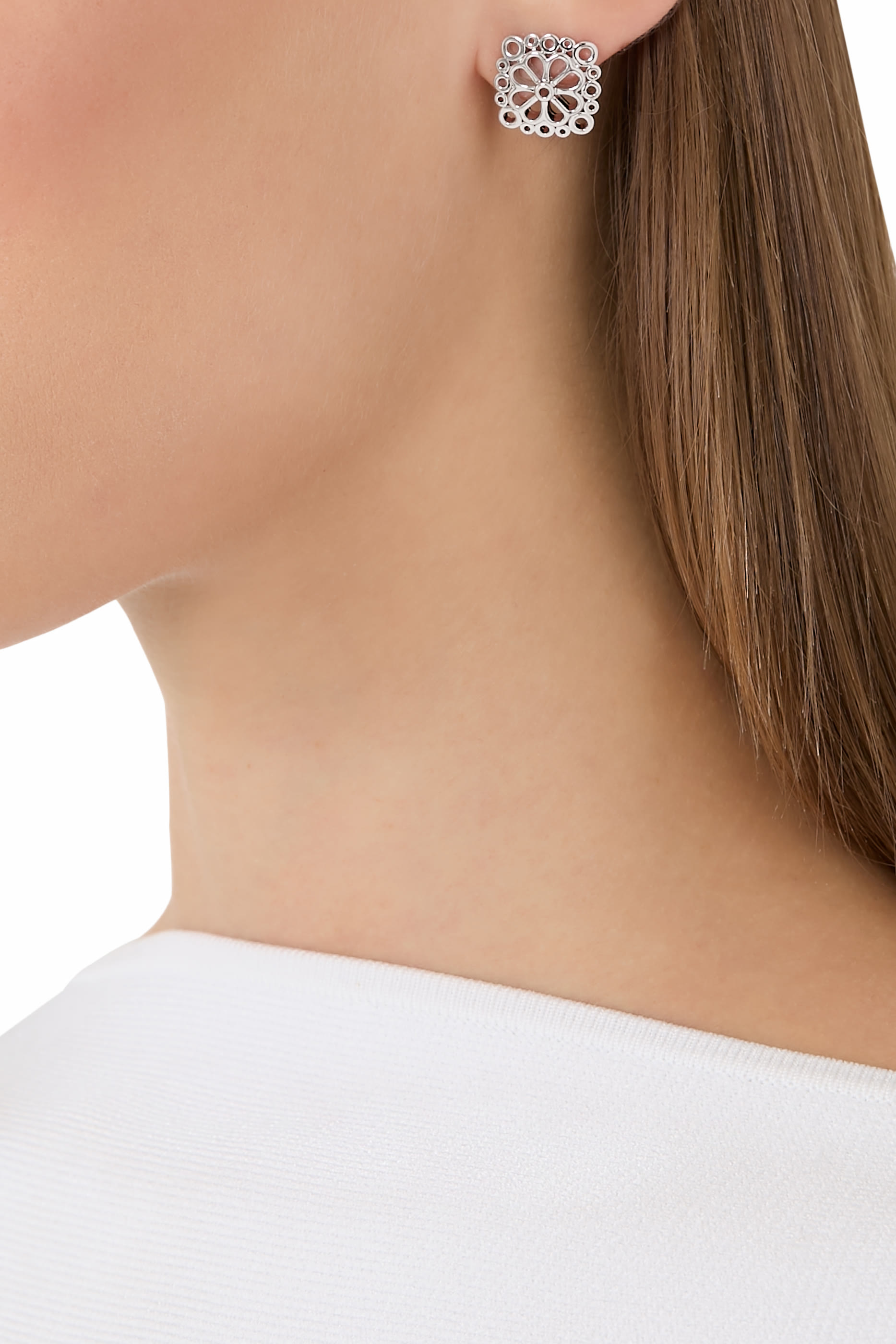 Spade Flower Lace Studs