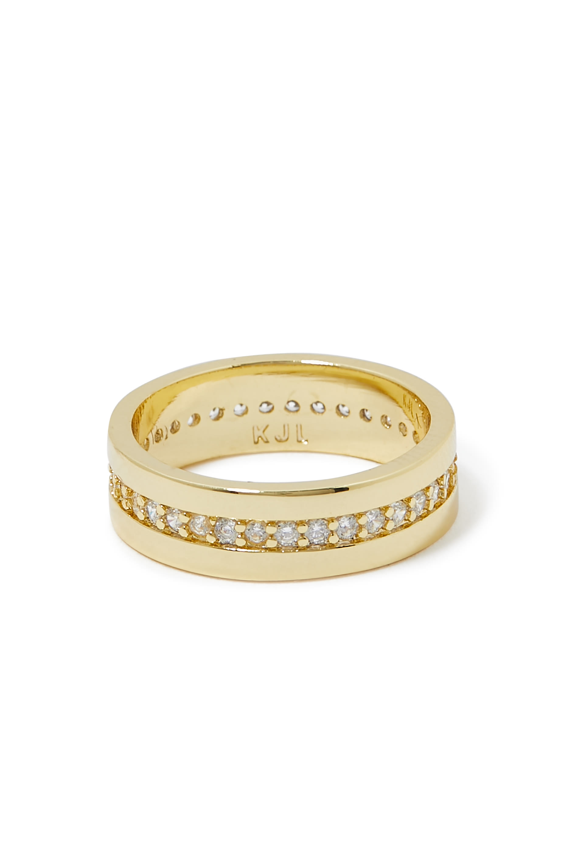  Pave Line Ring, Gold-Plated Brass & Cubic Zirconia