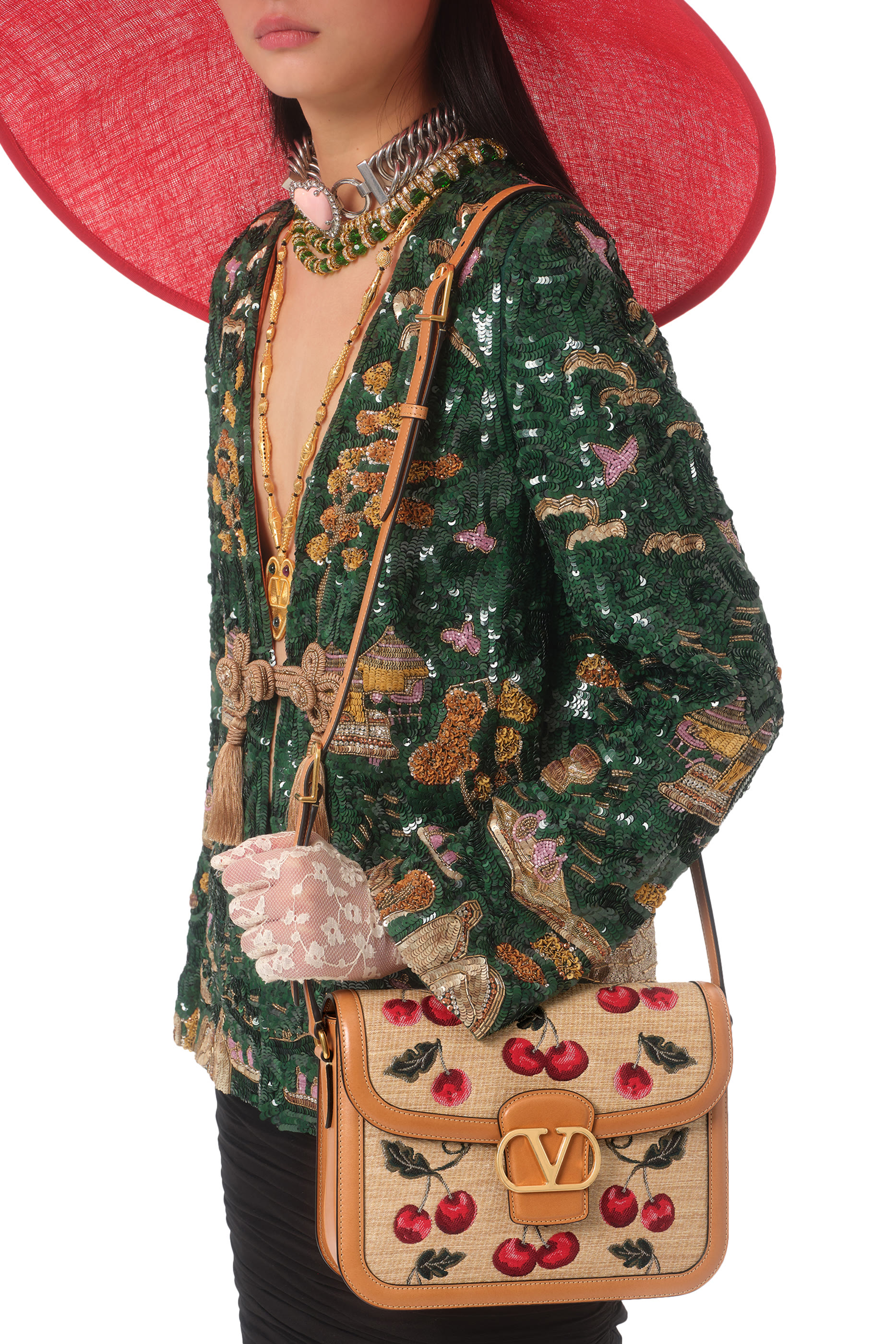 9to5 Shoulder Bag in Synthetic Jacquard Raffia