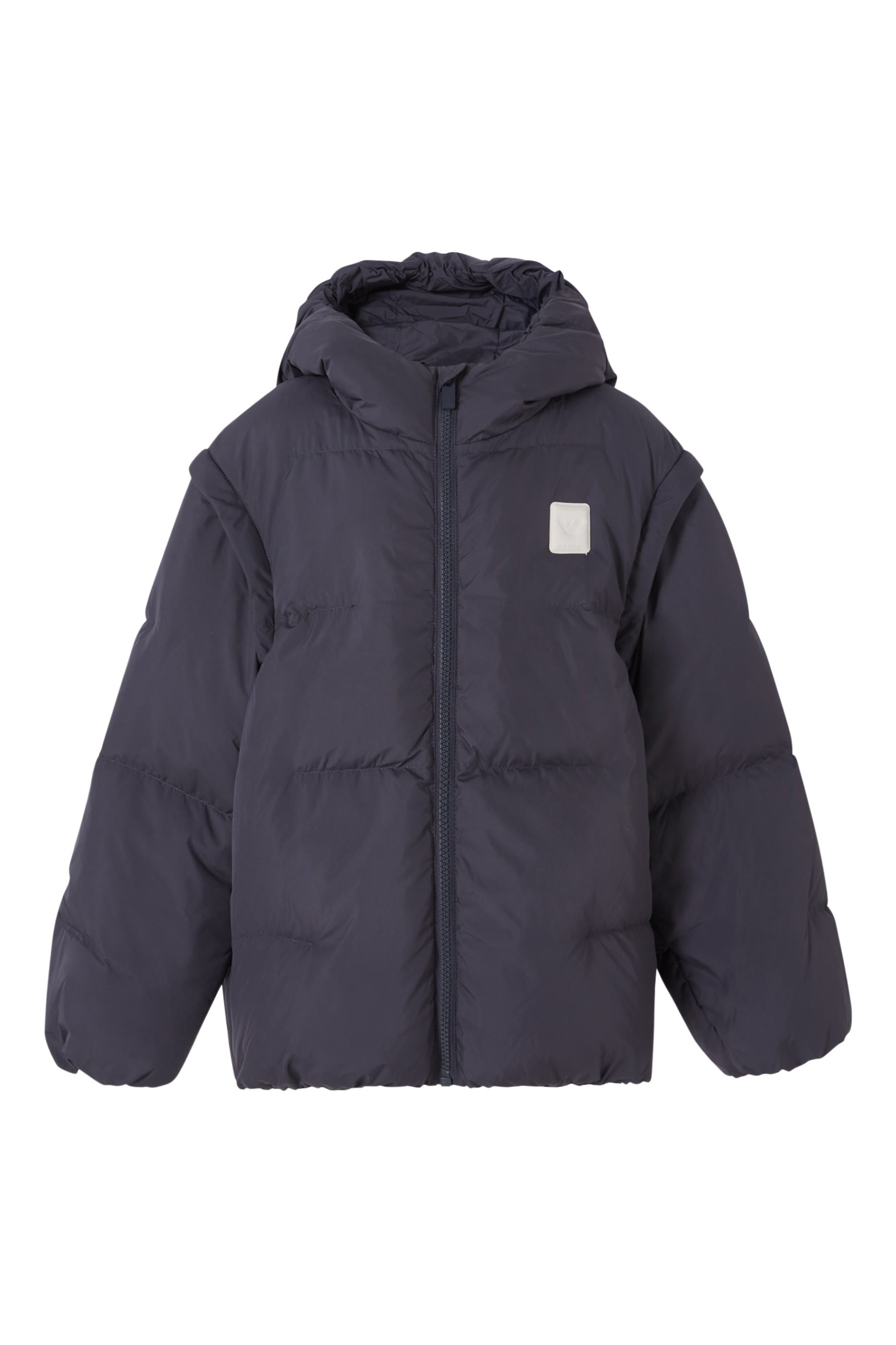Kids EA Logo Patch Hooded Down Coat