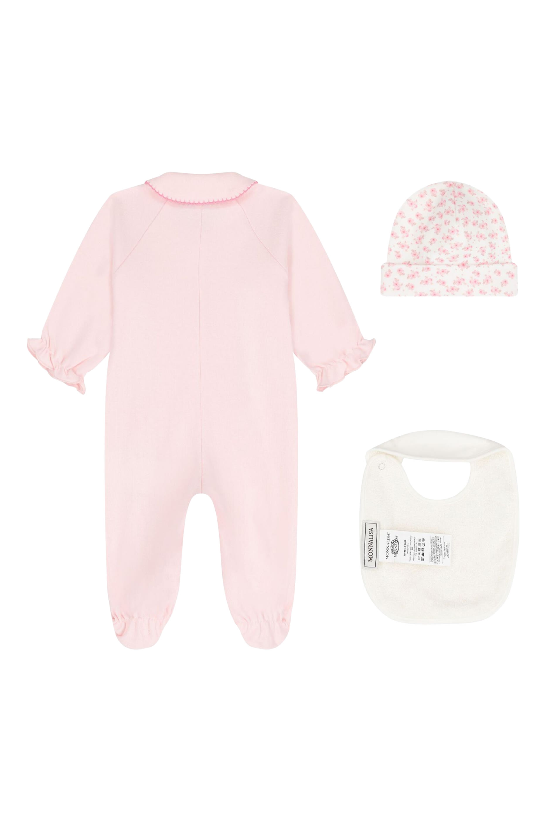 Kids Cotton Bodysuit, Bib & Hat Set 