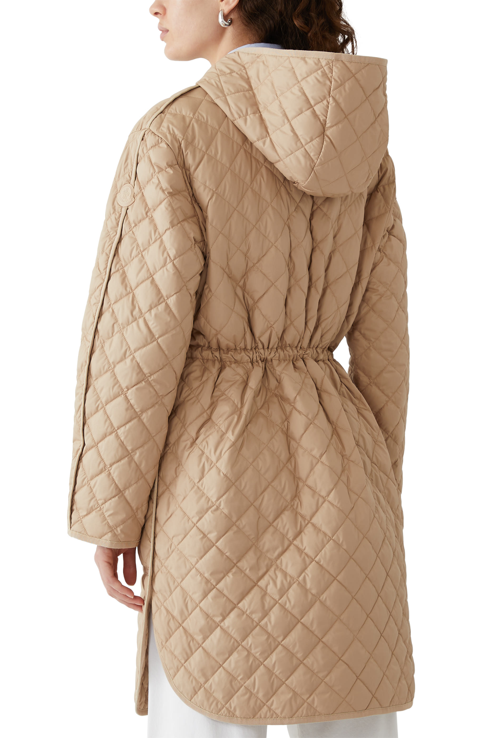 Etelan Hooded Diamond-Quilted Long Down Jacket