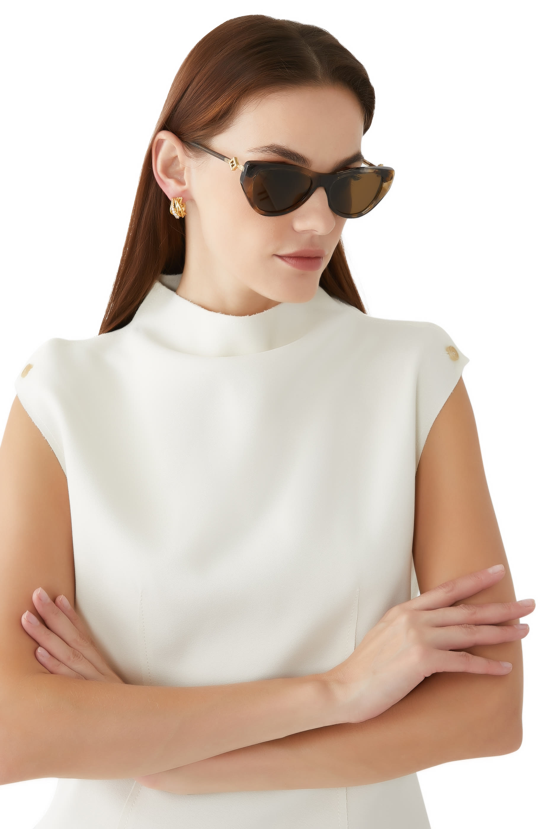 FF Diamonds Brown Havana Cat Eye Sunglasses