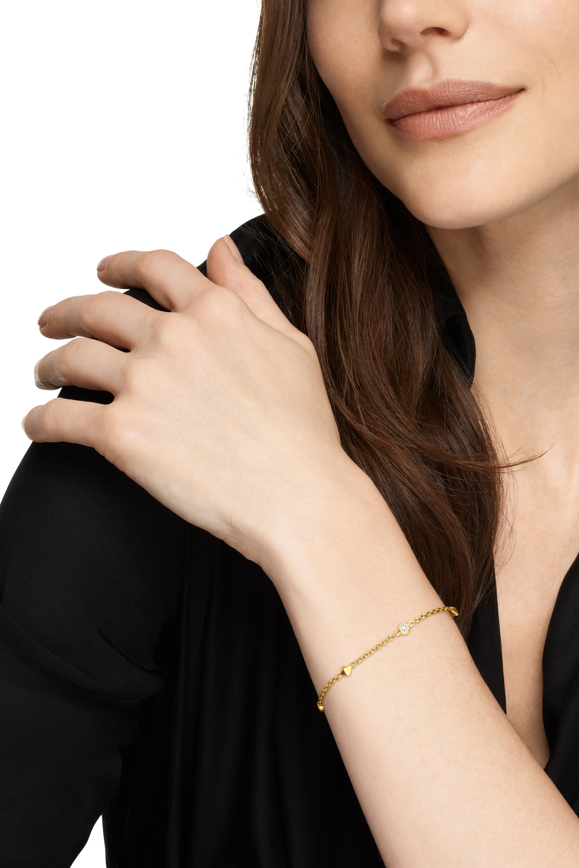 Petite Modern Renaissance Station Bracelet, 18k Yellow Gold & Diamonds