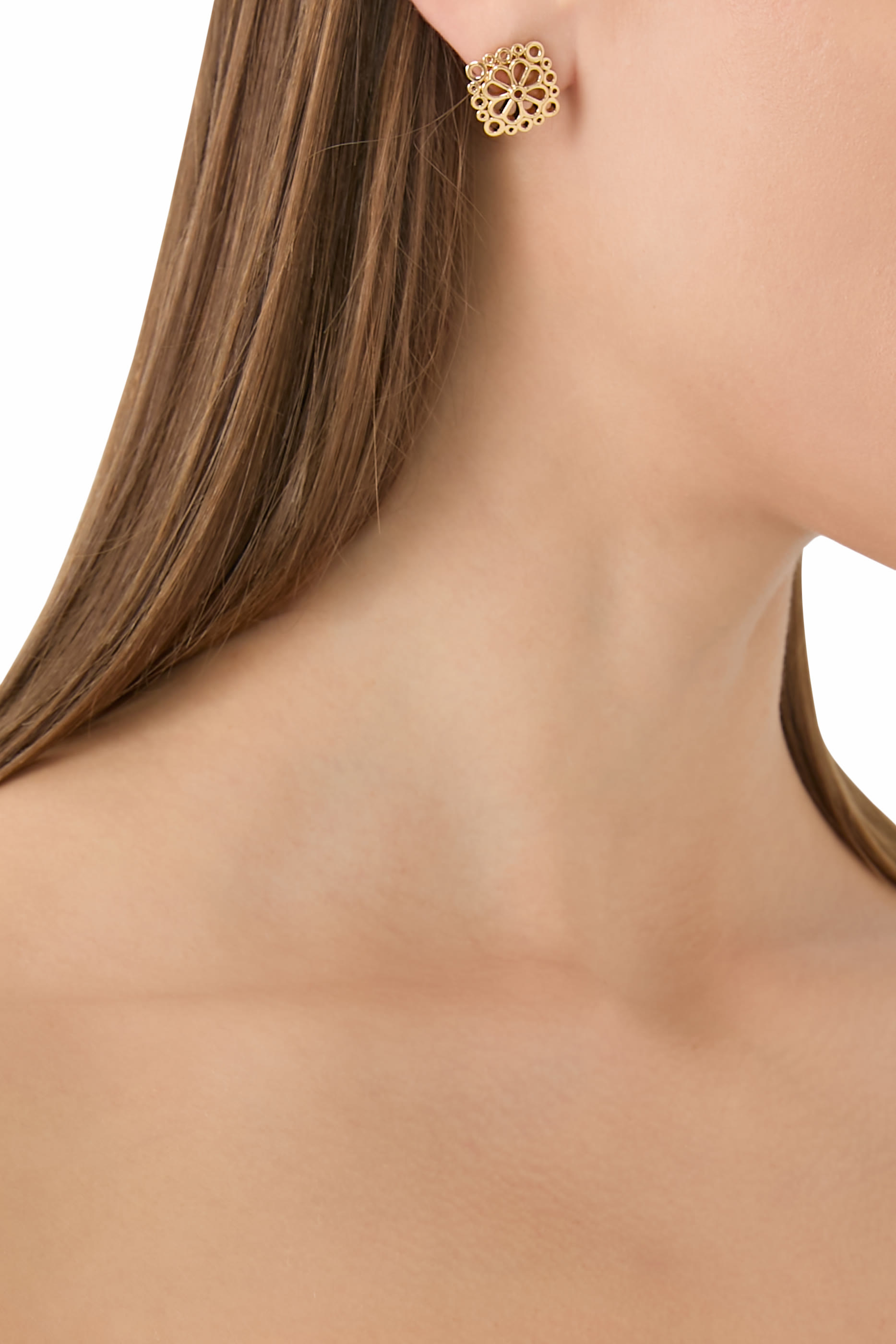 Spade Flower Lace Studs, Plated Metal & Surgical Steel Posts