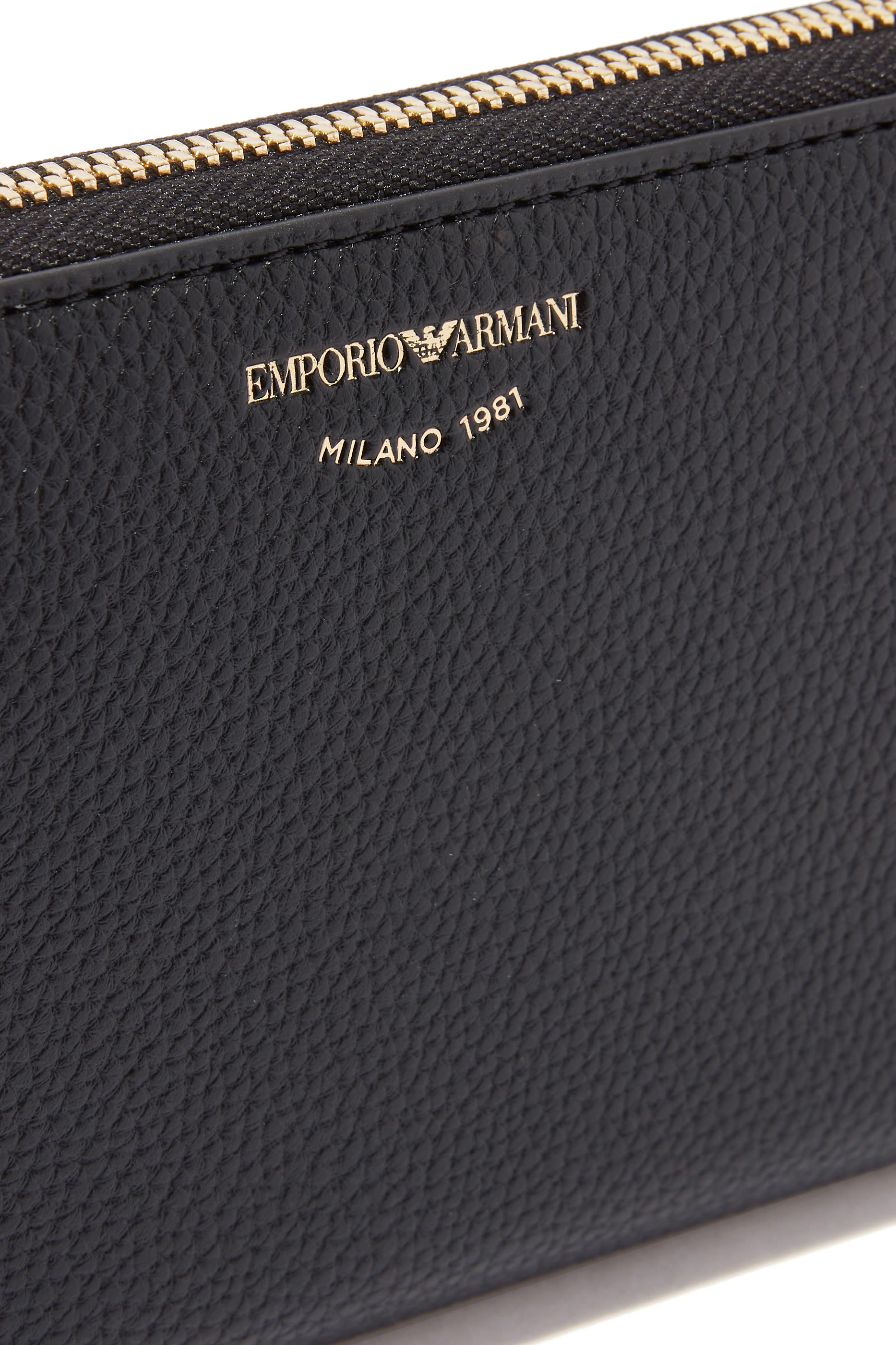 Zip Around Grained Leather Wallet