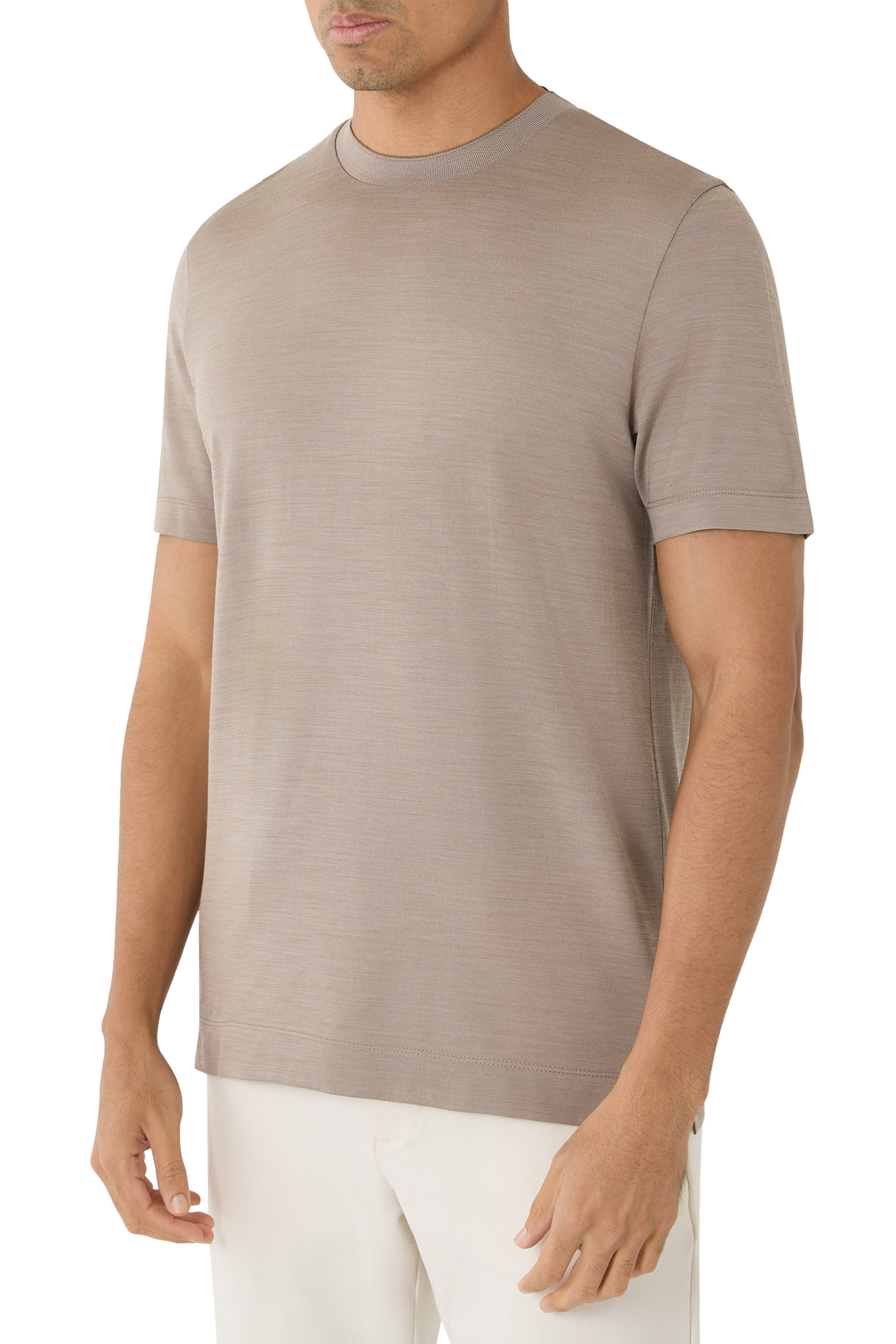 Regular-Fit T-Shirt in Silk and Wool