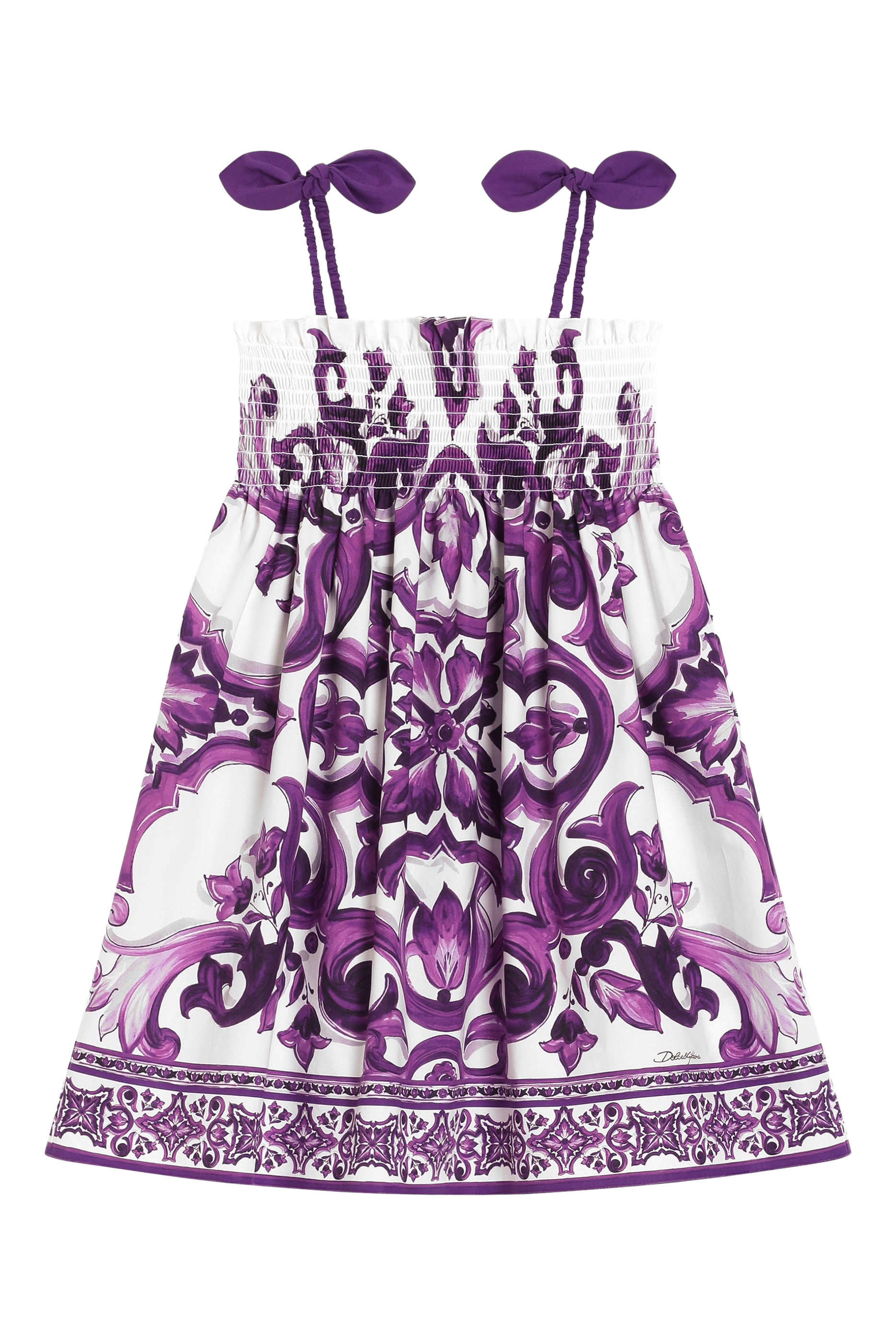 Kids Majolica Print Poplin Sundress