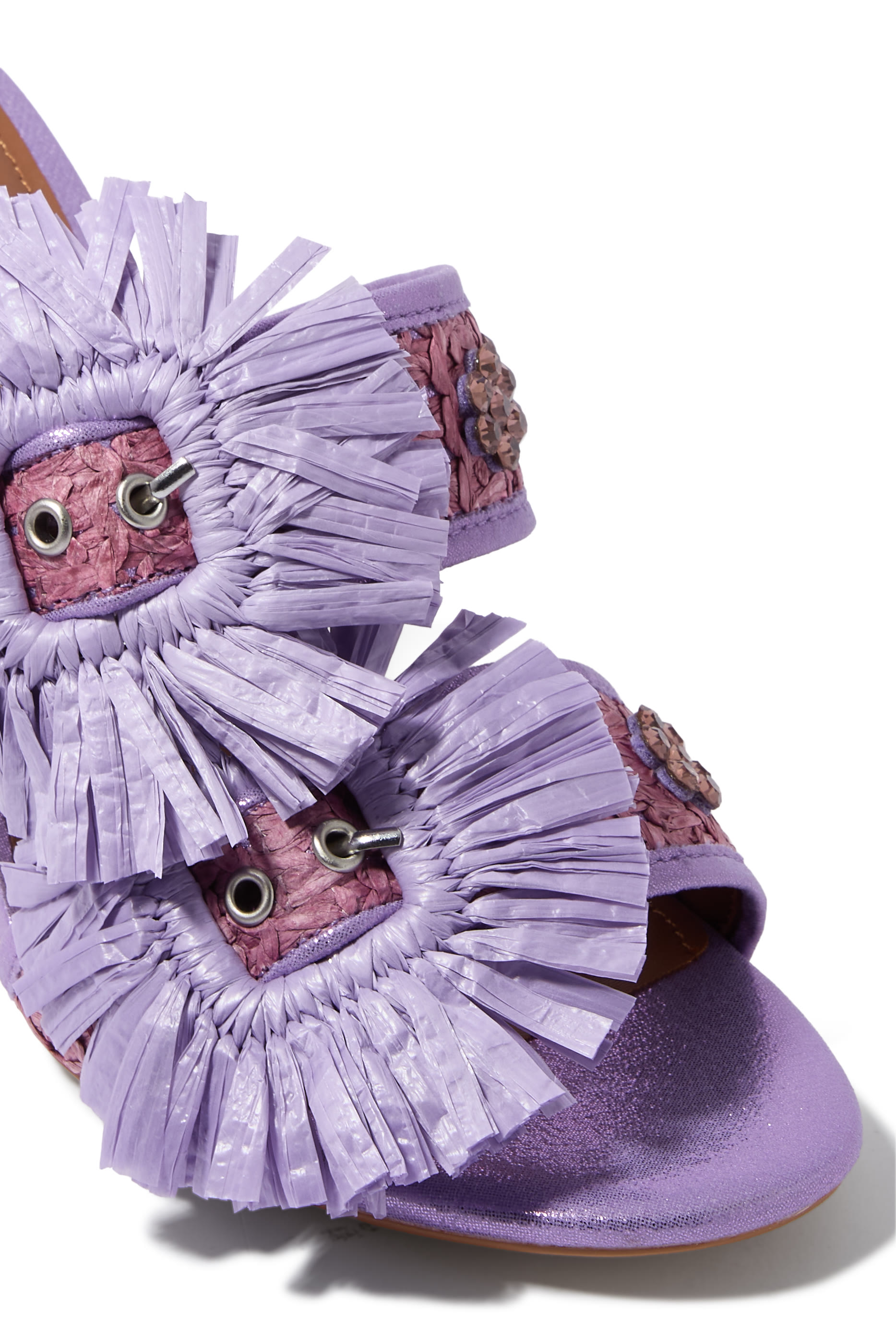 Raffia Buckle Flat Sandals