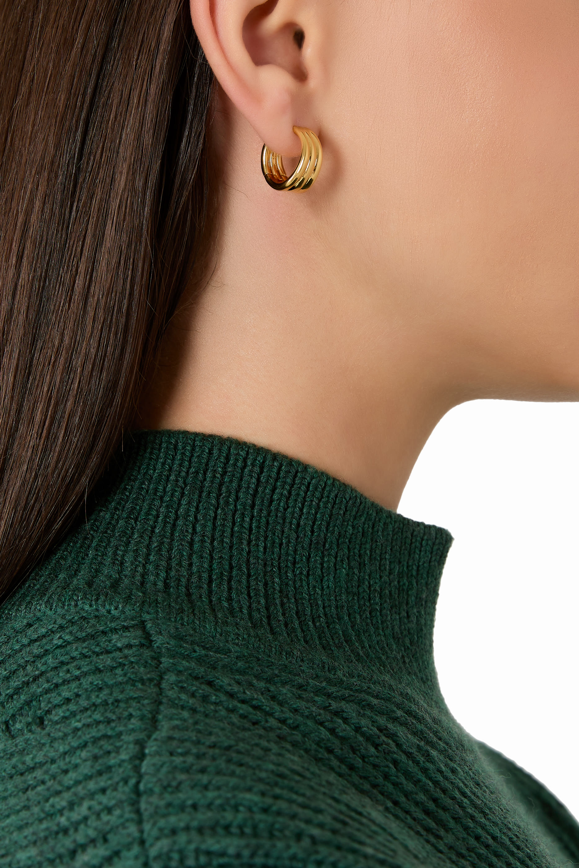 Savi Triple Ridge Hoop Earrings, 18k Recycled Gold Vermeil on Recycled Sterling Silver