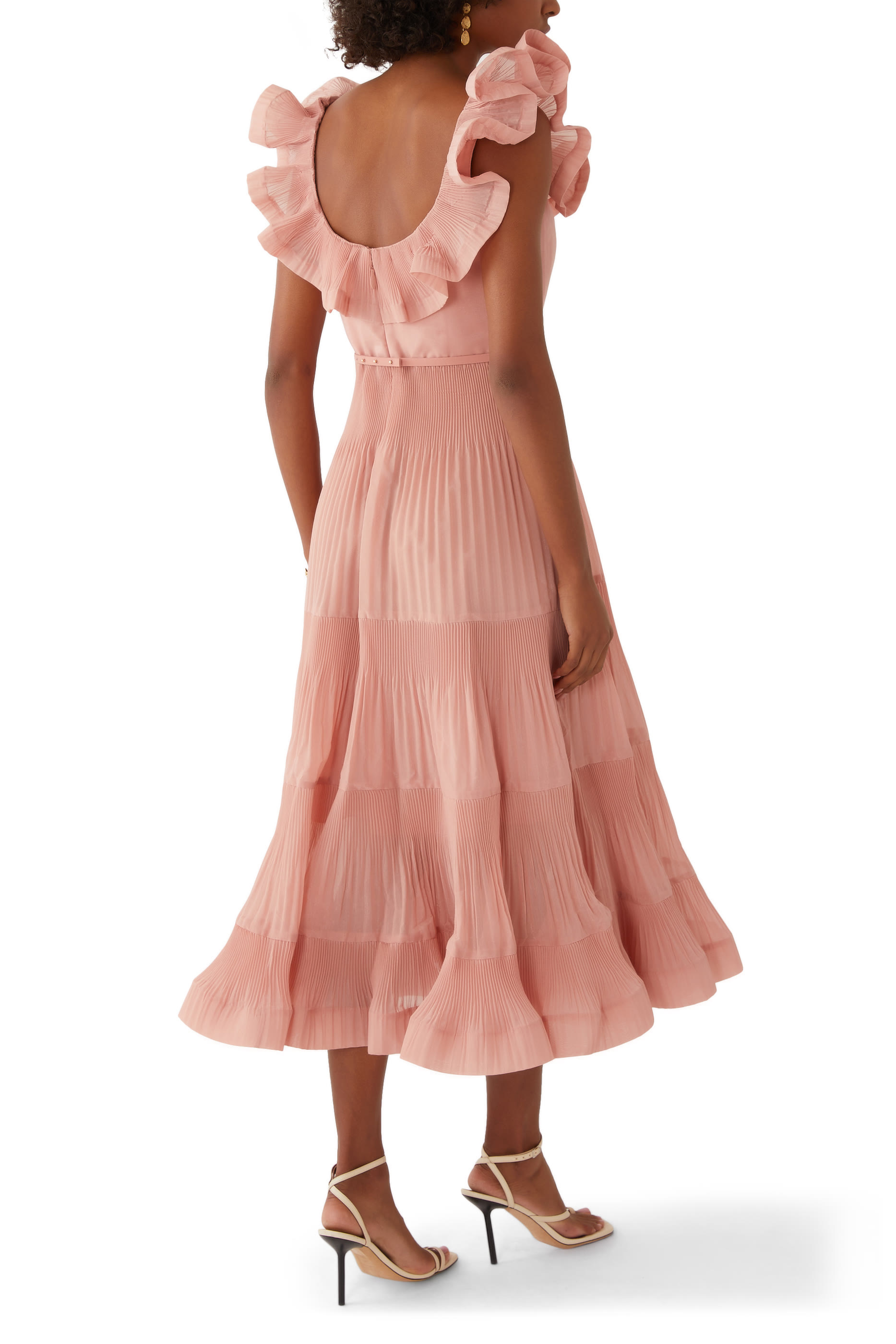Pleated Frill Midi Dress