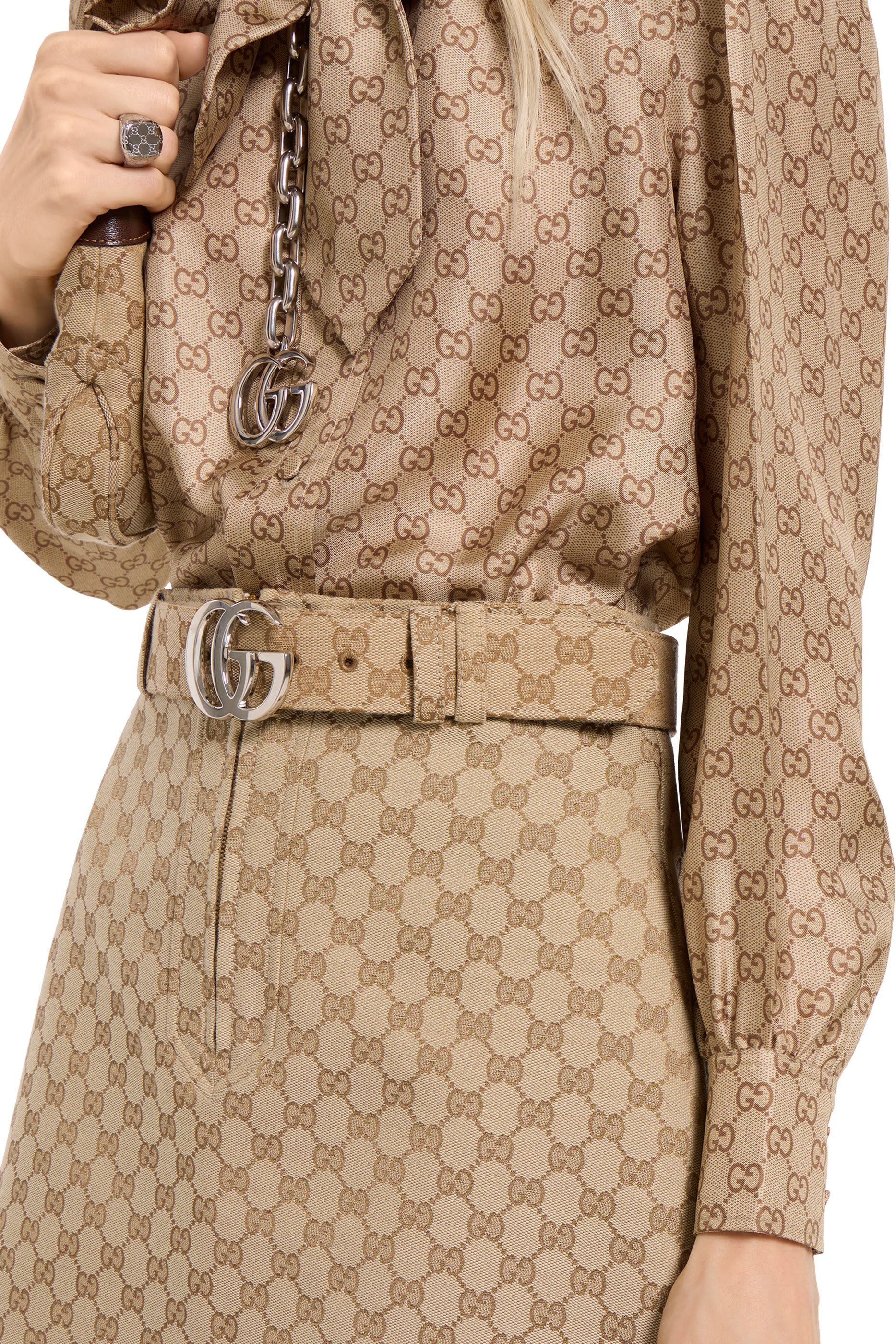 GG Cotton Canvas Fabric Skirt