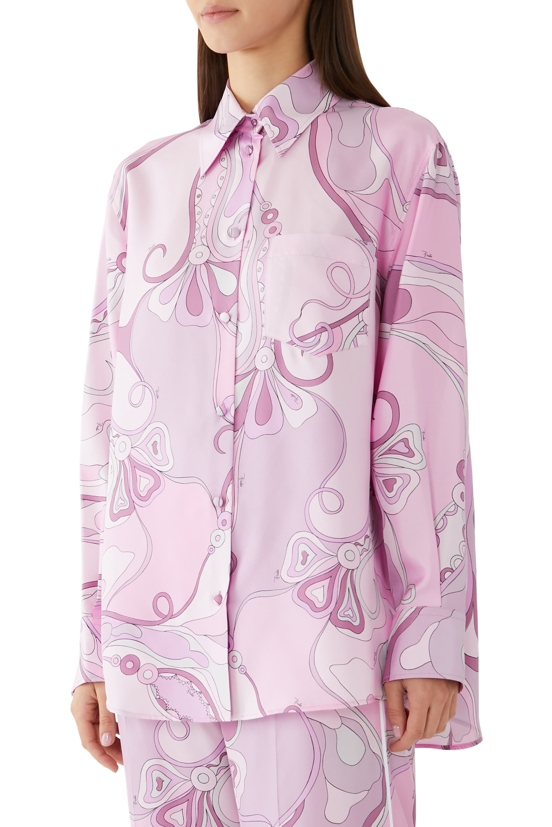 Orchidee-Print Silk-Twill Shirt