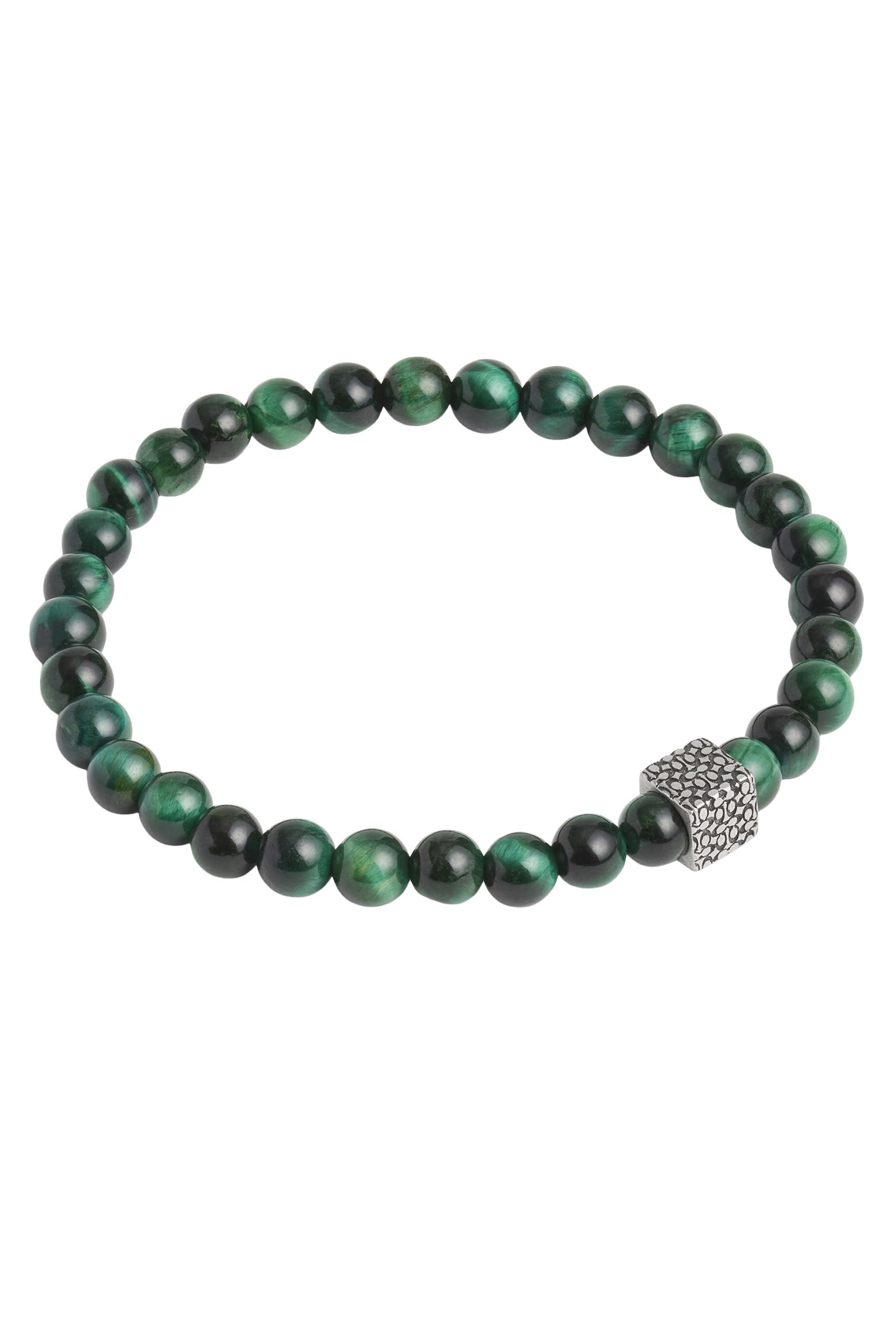 Tiger&rsquo;s Eye Bead Stretch Bracelet, Sterling Silver