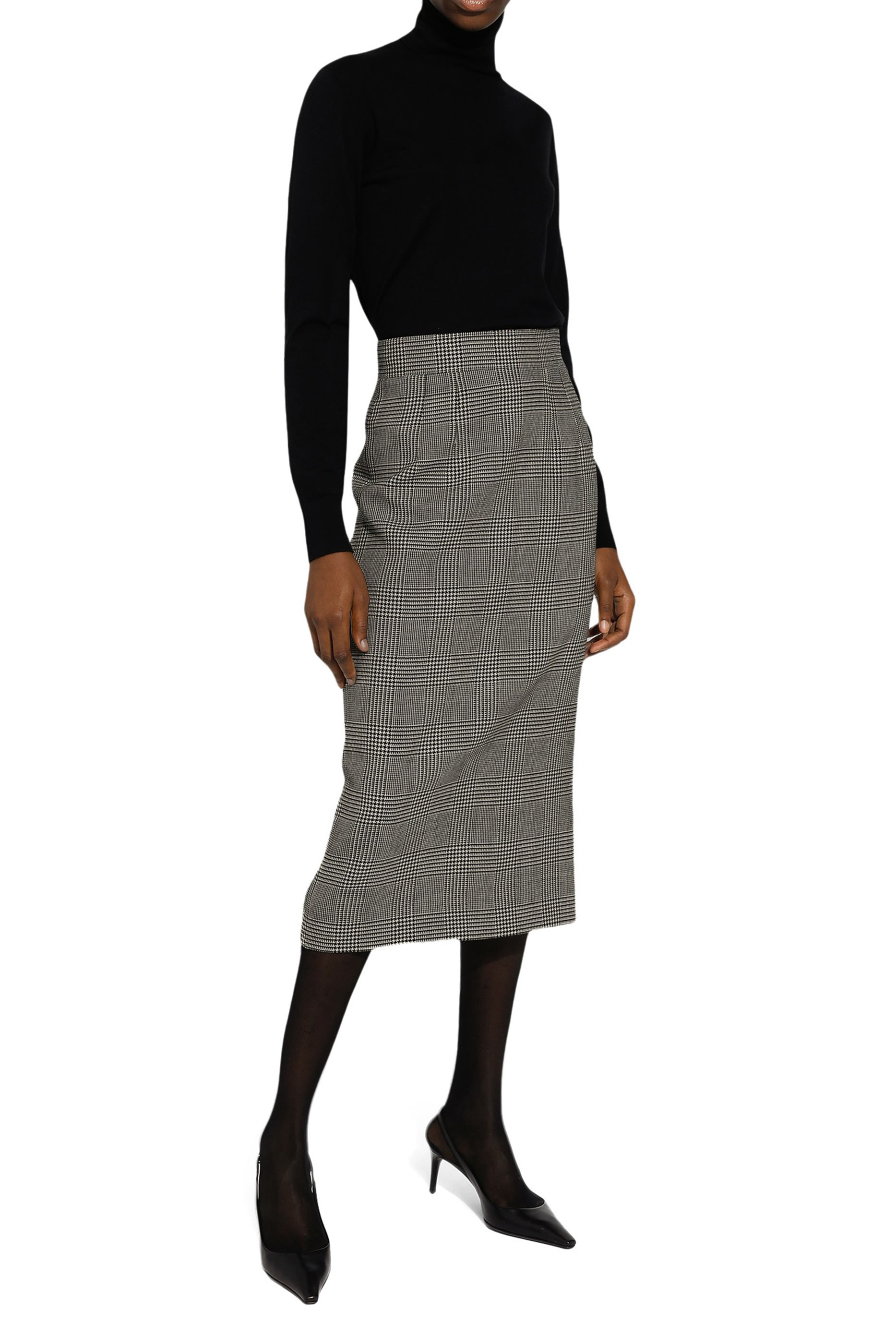Prince of Wales Check Virgin Wool Midi Skirt