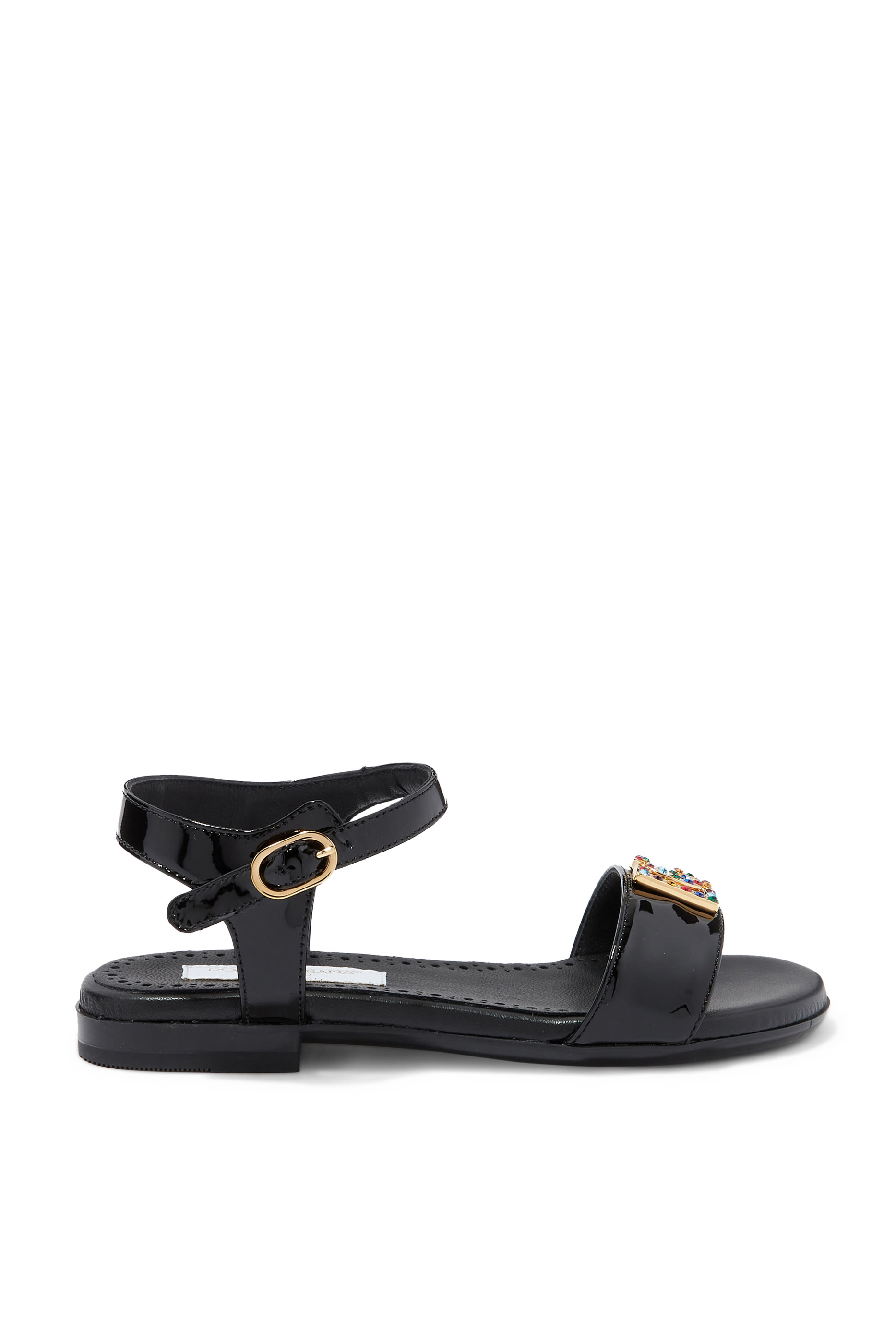 Kids Logo-Plaque Ankle Strap Sandals