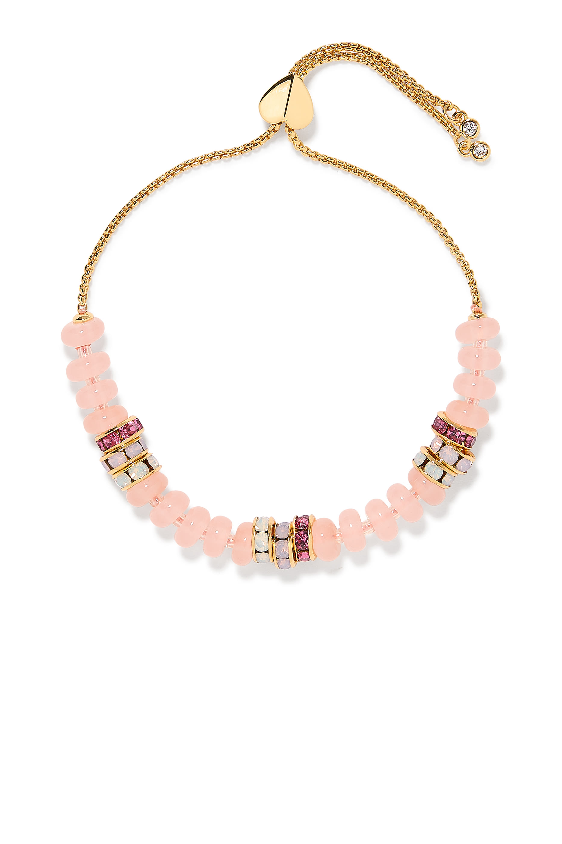 Beaded Bracelet, Plated Metal & Cubic Zirconia, Czech Stone, Seed Bead, Glass Stone, Thread