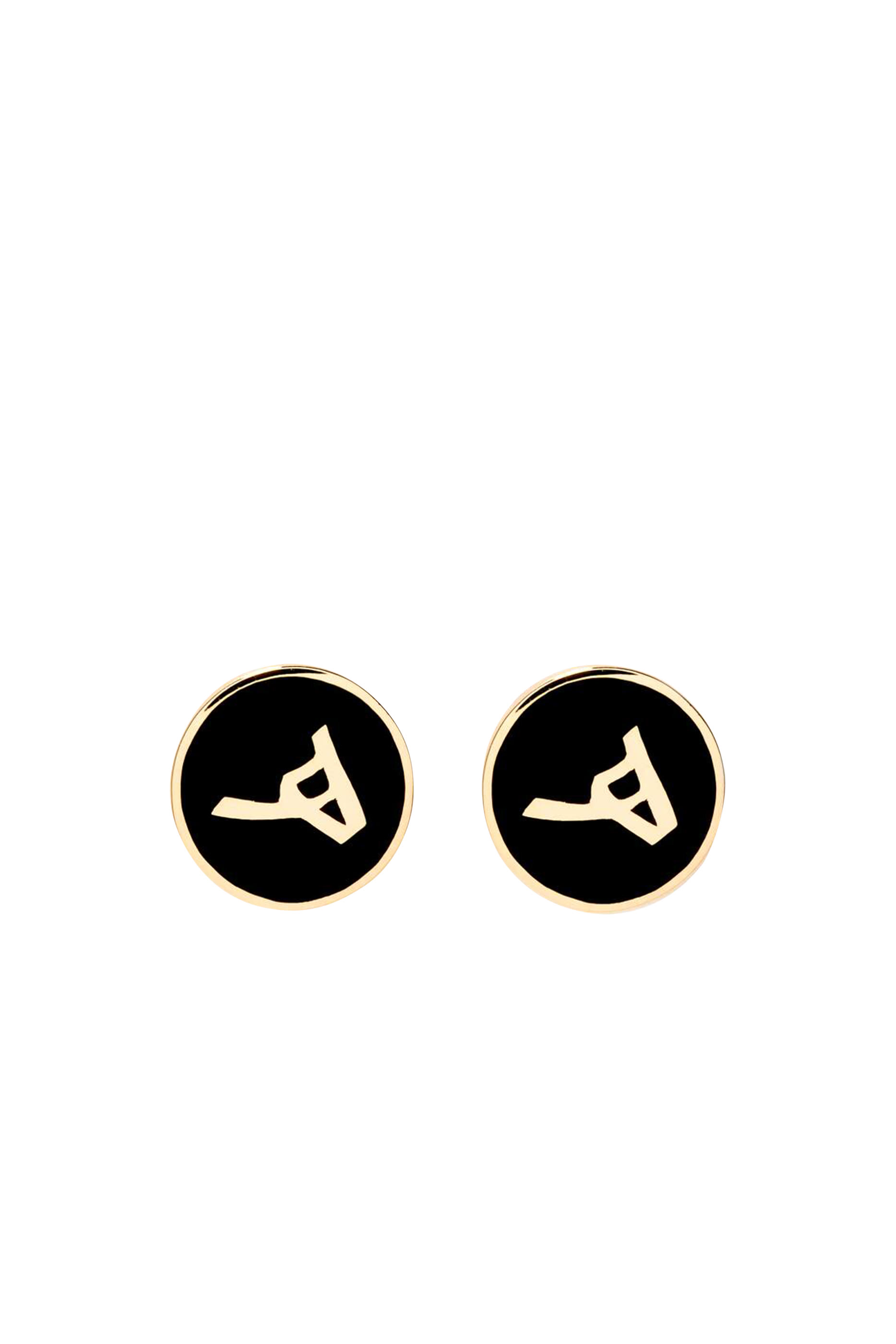 Round Enamel "H" Stud Earrings