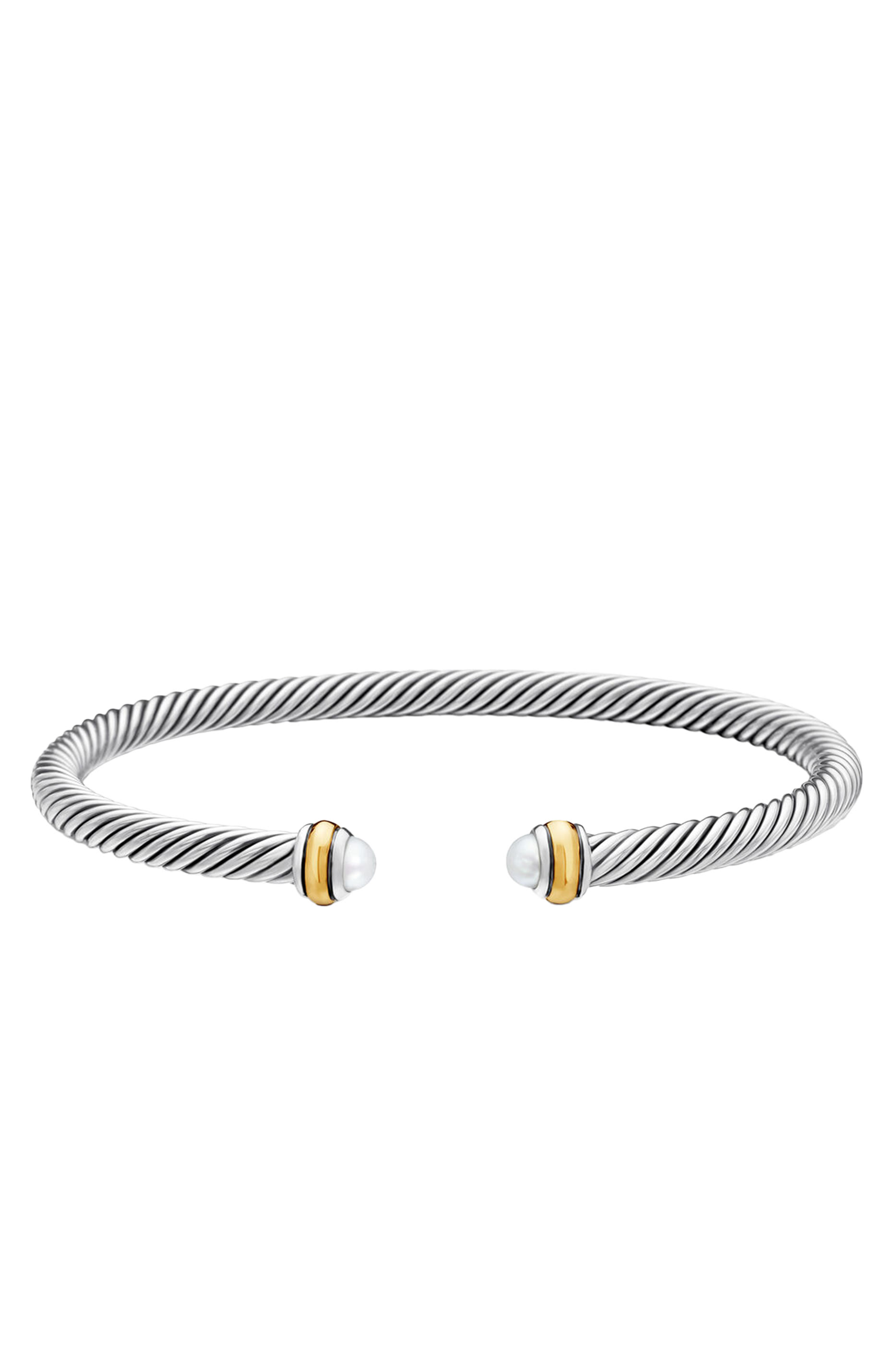 Classic Cable Bracelet, 18K Yellow Gold with Sterling Silver & Pearls